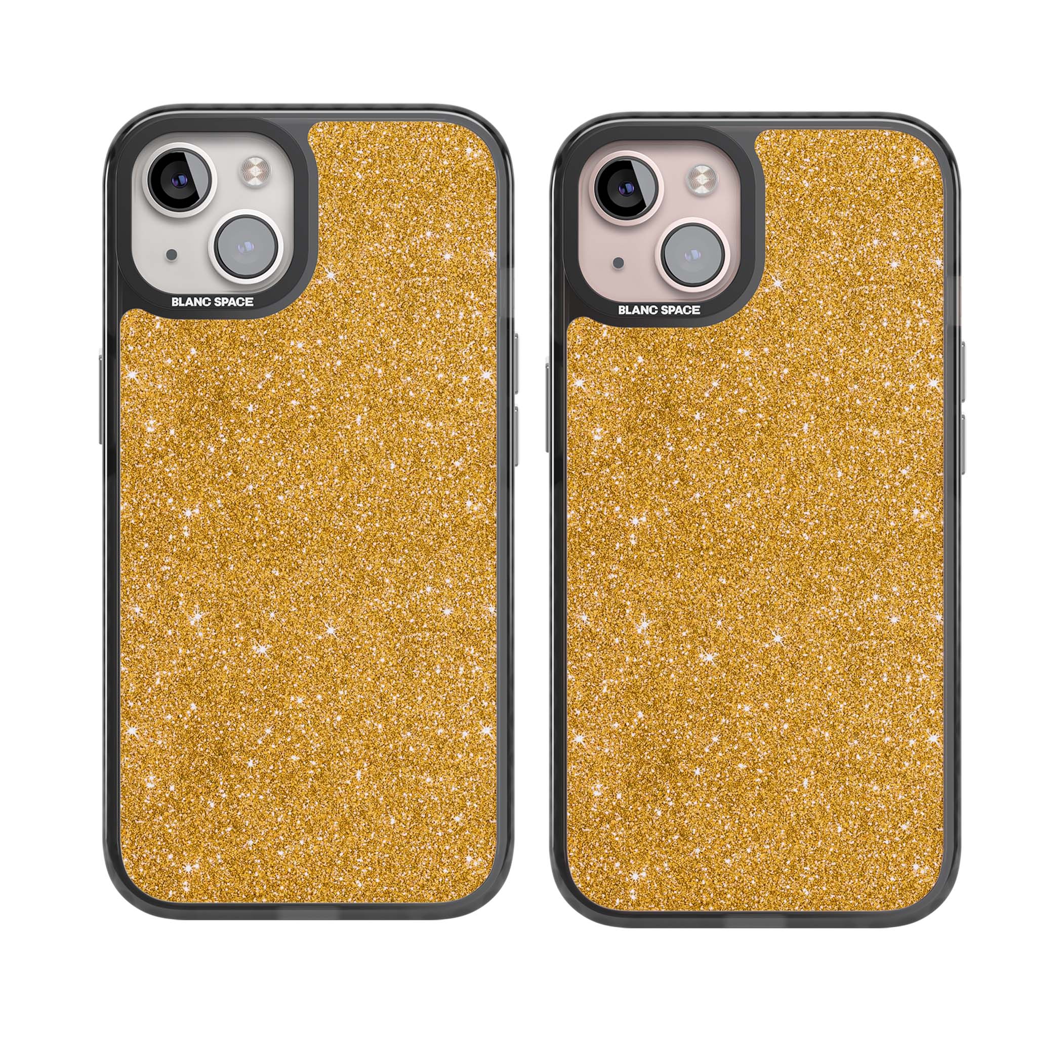 Gold Glitter gold glitter iPhone case featuring a shimmering sparkle wallpaper design in luxury gold | Black Impact case for iPhone 13, iPhone 14, iPhone 15