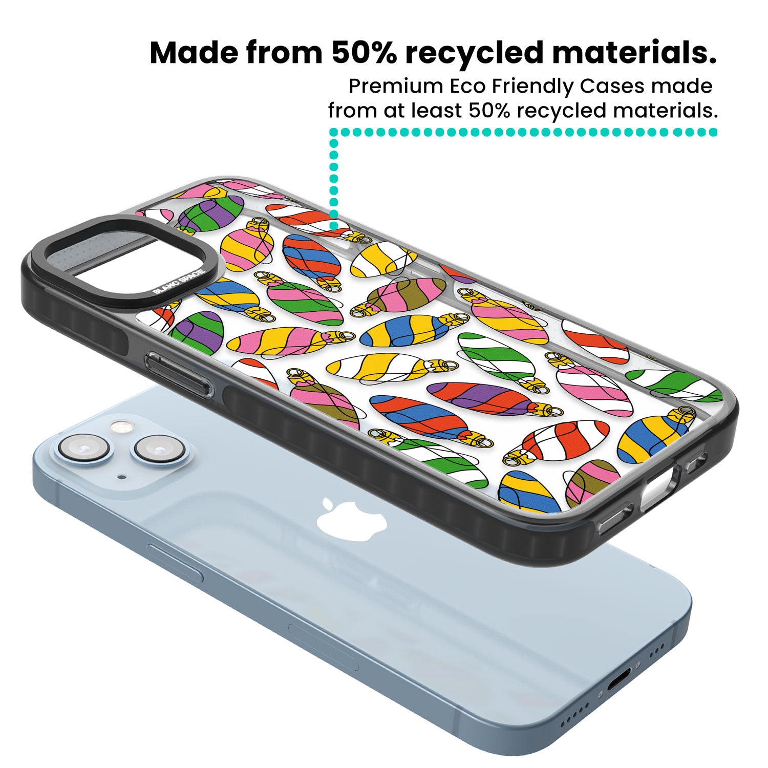 Colourful Holiday Ornaments Black Impact Phone Case for iPhone 13, iPhone 14, iPhone 15