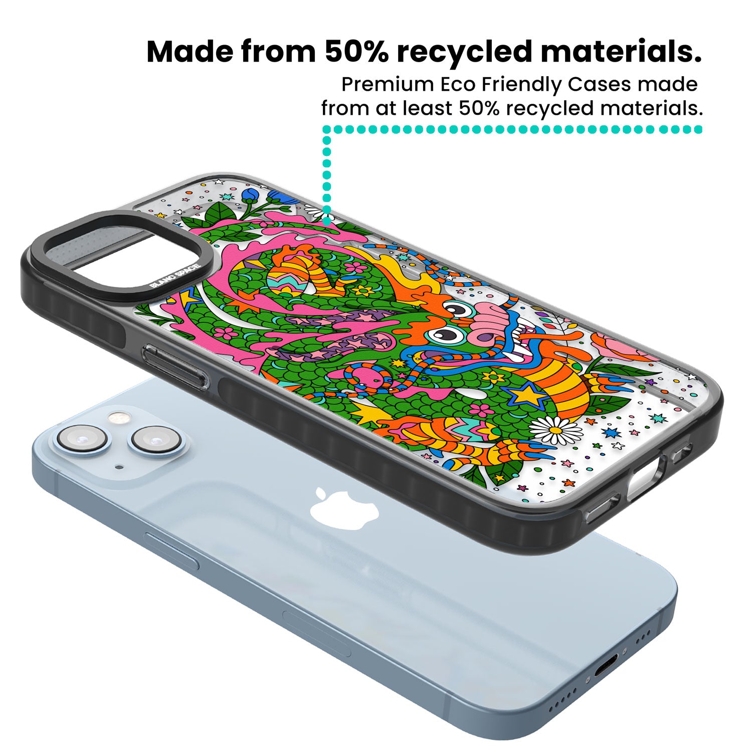 Psychedelic Jungle Dragon Black Impact Phone Case for iPhone 13, iPhone 14, iPhone 15