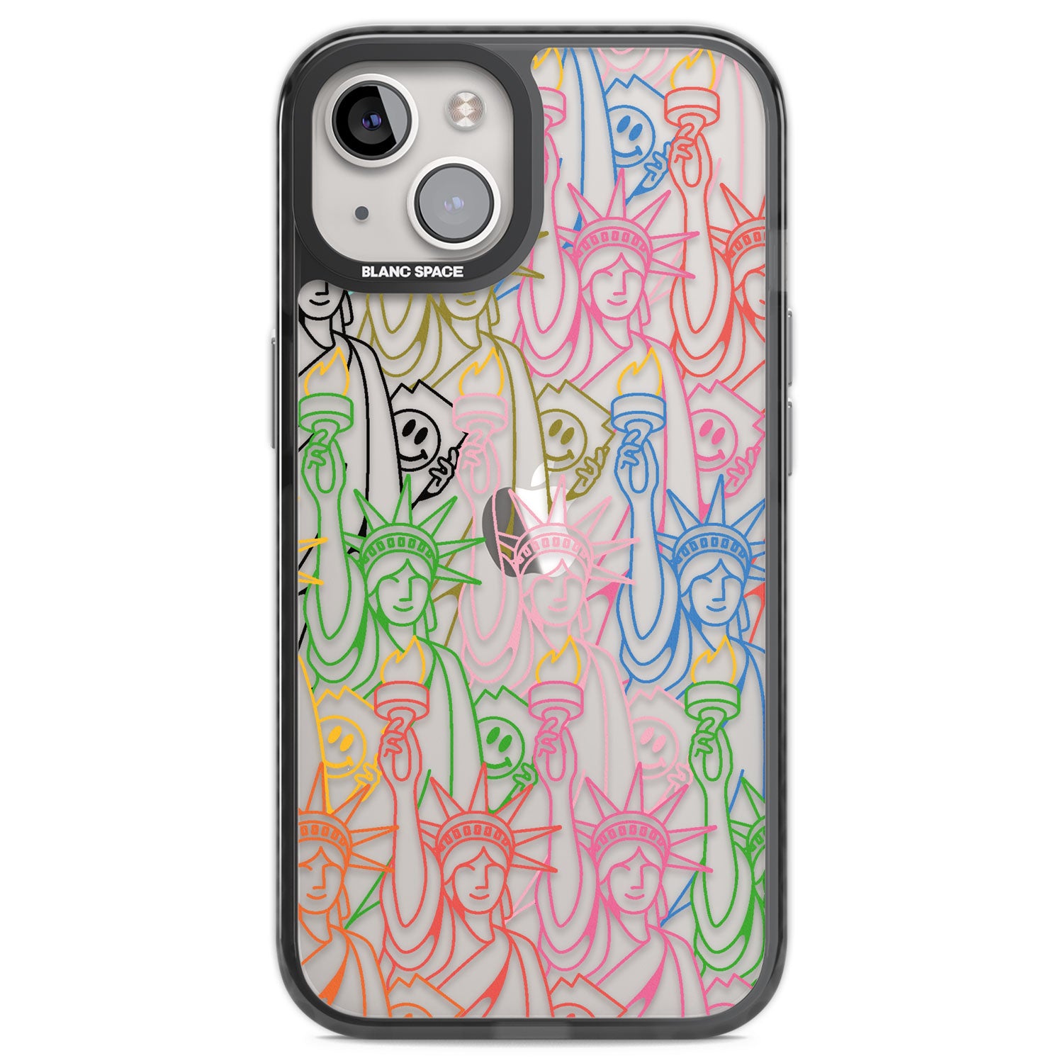 Multicolour Liberty Line Pattern Black Impact Phone Case for iPhone 13, iPhone 14, iPhone 15
