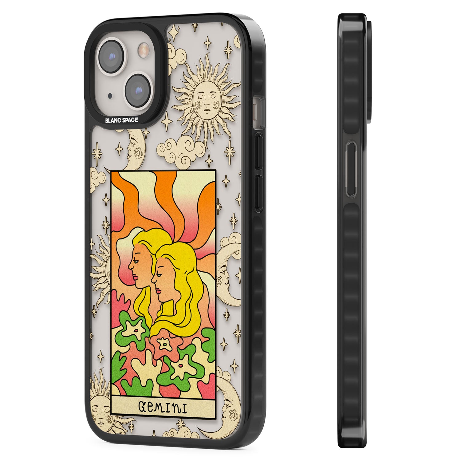 Celestial Zodiac - Gemini Black Impact Phone Case for iPhone 13, iPhone 14, iPhone 15
