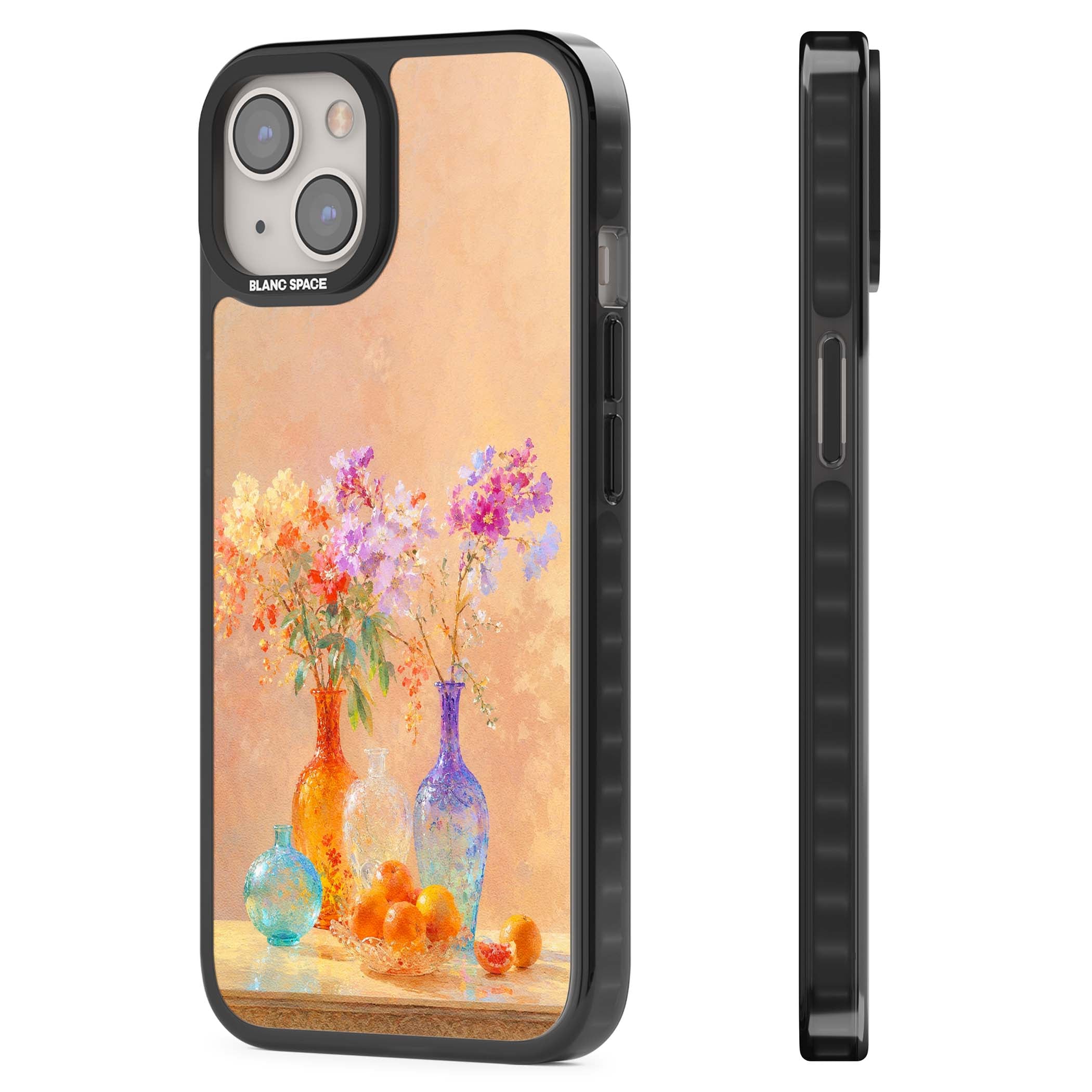 Peach Glass art iPhone case | Black Impact case for iPhone 13, iPhone 14, iPhone 15