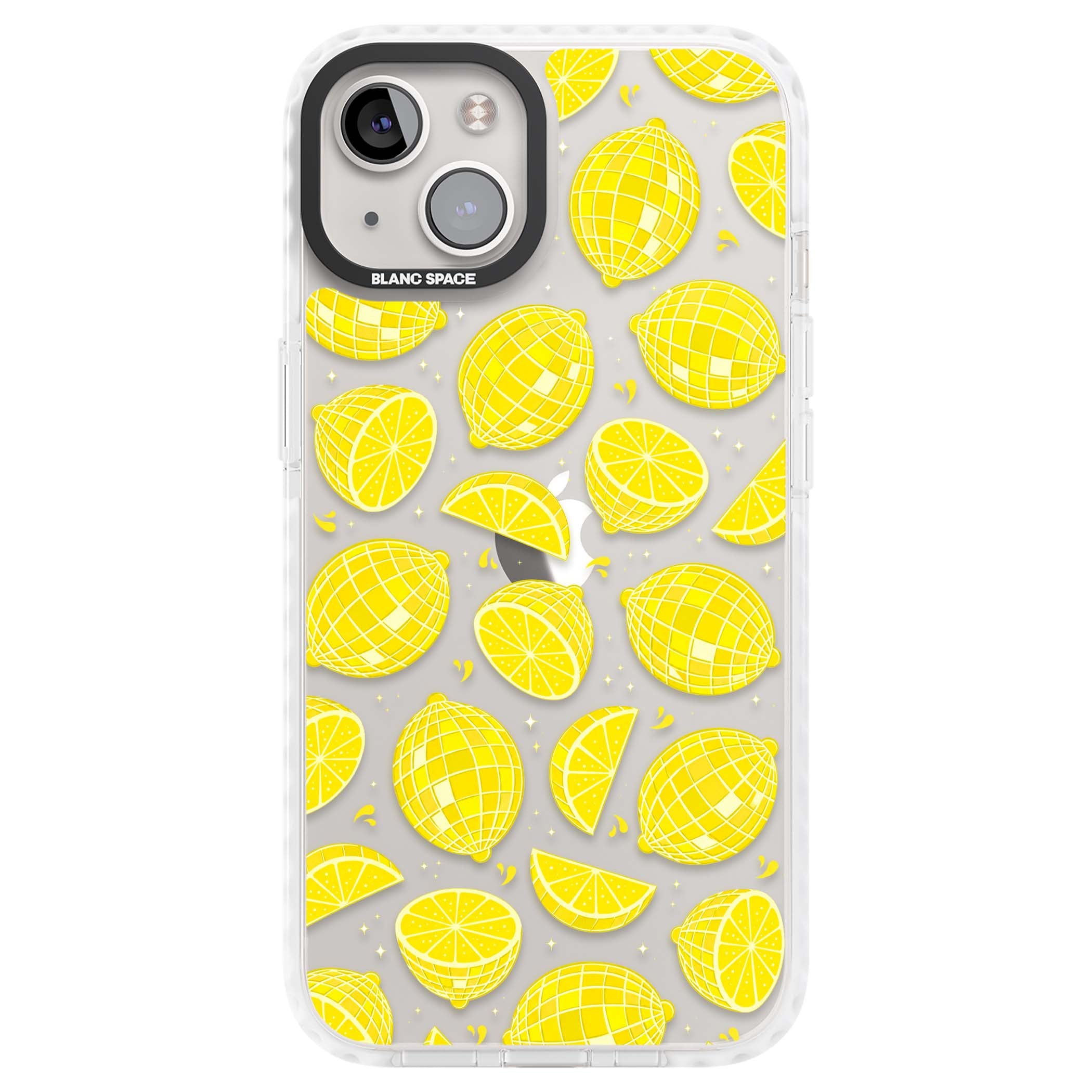 Disco Lemons citrus iPhone case featuring mirrorball lemons, sliced fruit and sparkle accents | Clear Impact case for iPhone 13, iPhone 14, iPhone 15
