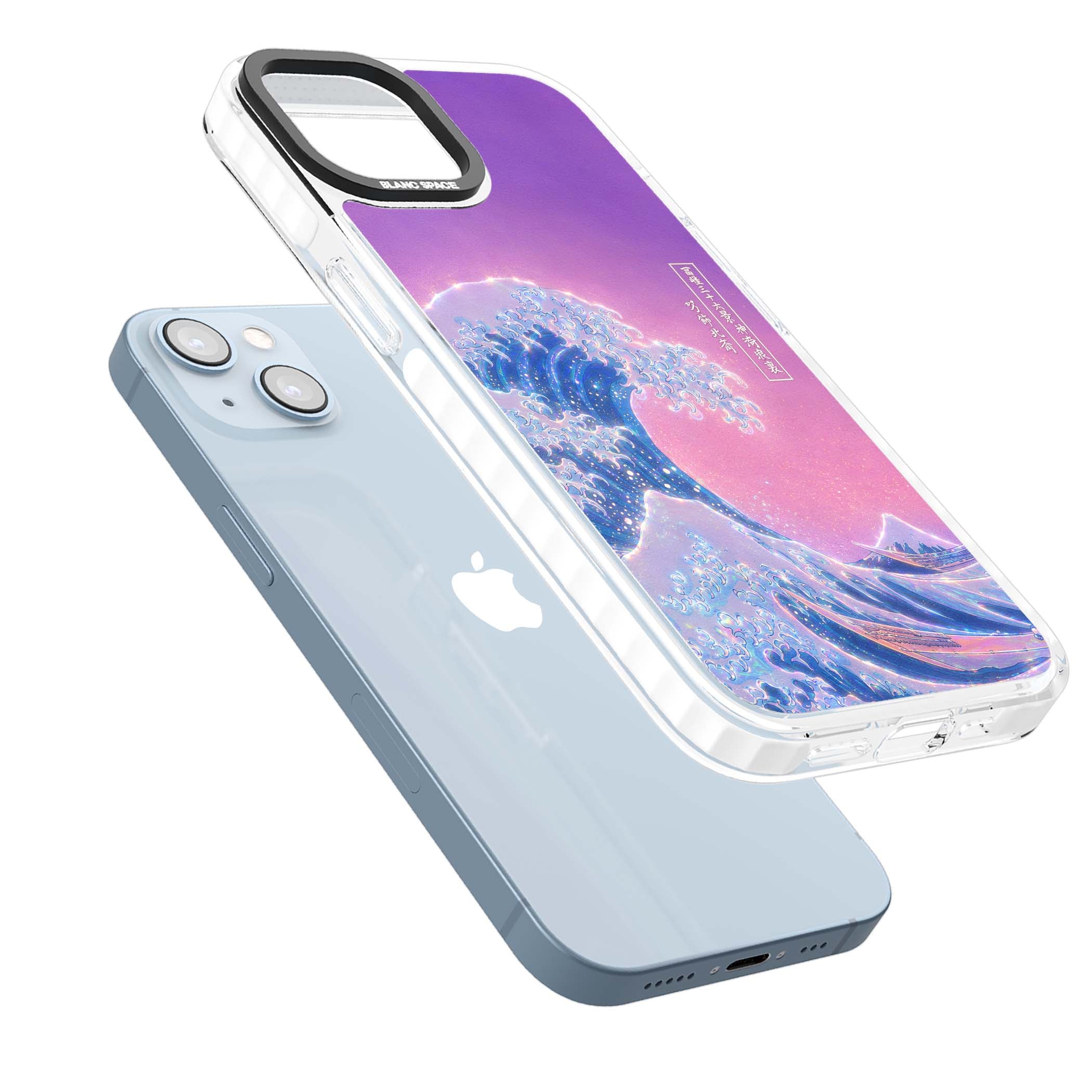The Great Opal Wave Japanese iPhone case featuring Hokusai's great wave in iridescent pastels with lilac sky and Mou | Clear Impact case for iPhone 13, iPhone 14, iPhone 15