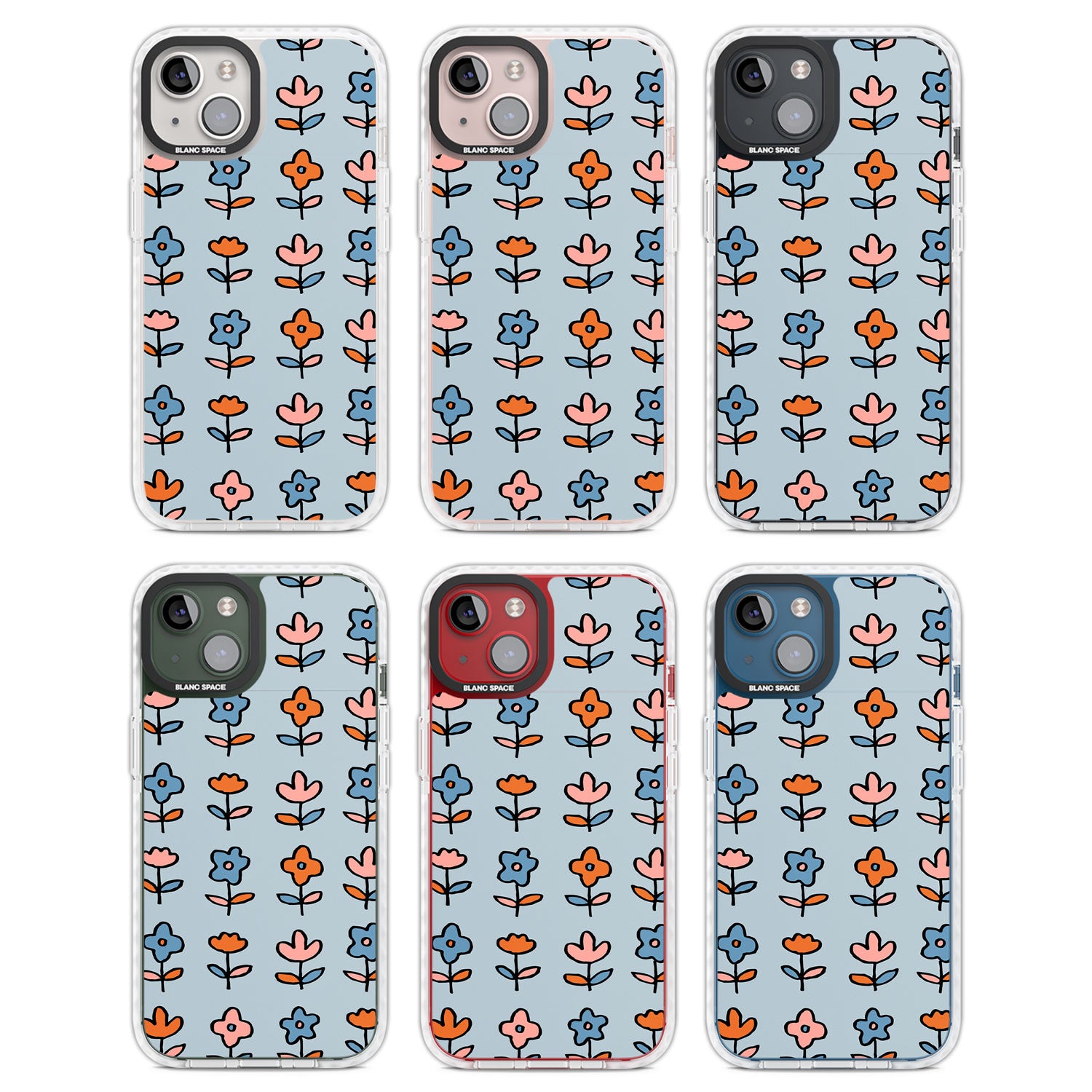 Vinage Floral Array Clear Impact Phone Case for iPhone 13, iPhone 14, iPhone 15