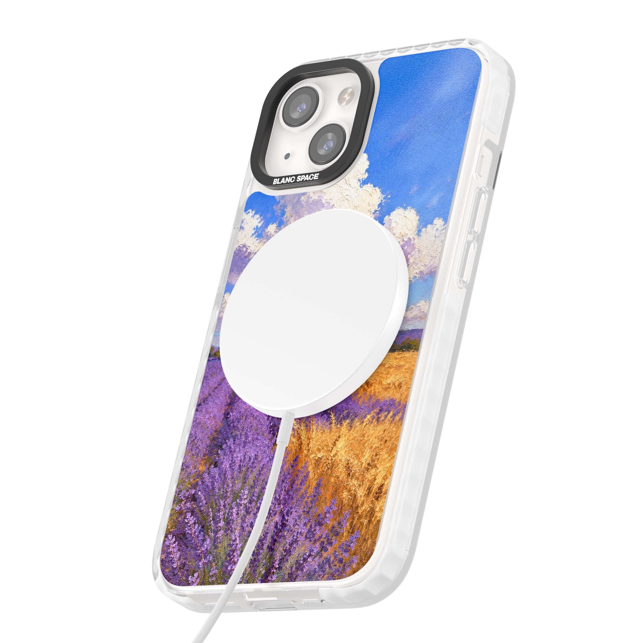 Lavender Mill cottagecore iPhone case featuring a French windmill, lavender field and golden wheat oil painting | Impact Magsafe case for iPhone 13, iPhone 14, iPhone 15