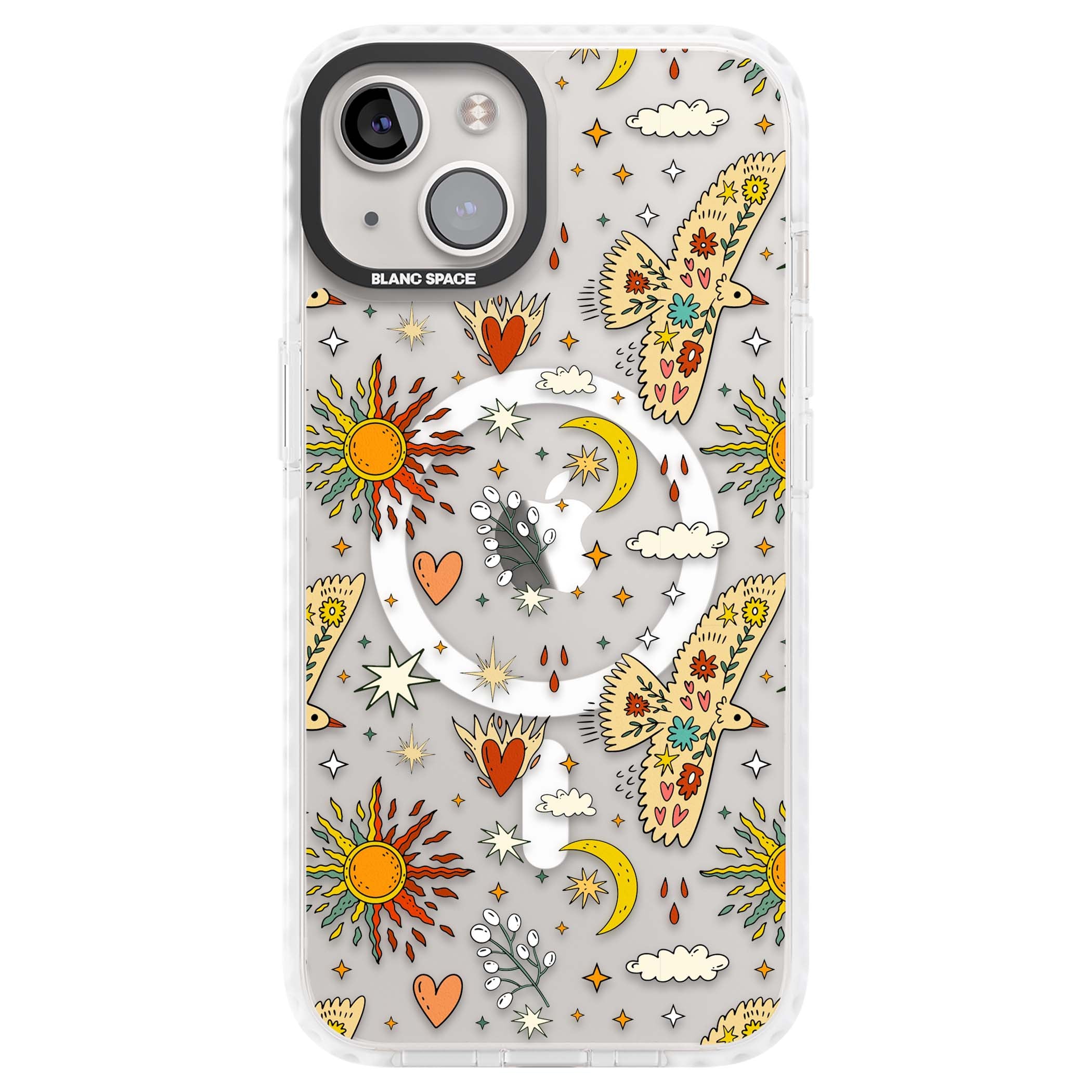 Elevate Your Phone'S Style With This Boho Celestial Sun & Eye Phone Case, Featuring A Mystical Blend Of Suns, All-Seeing Eyes, Butterflies, Stars, And