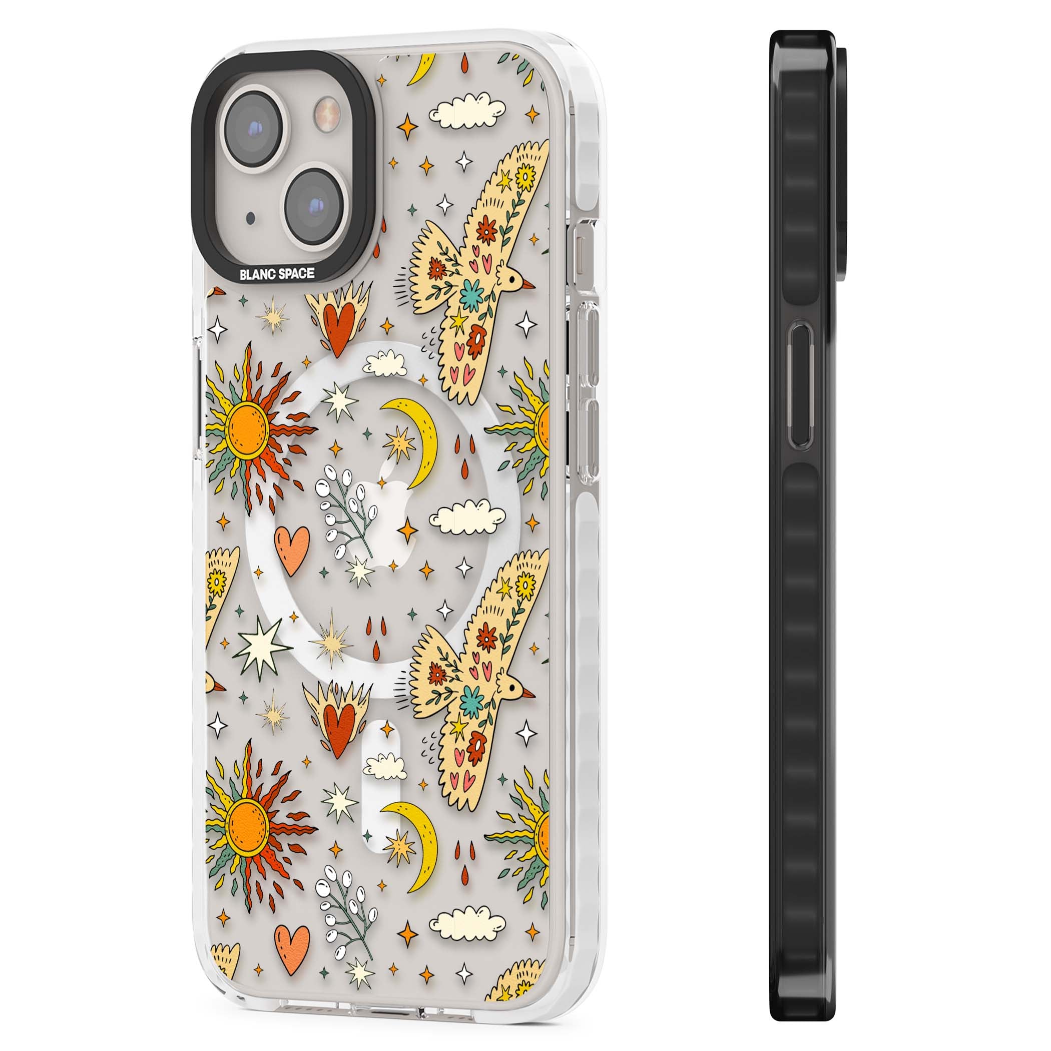 Elevate Your Phone'S Style With This Boho Celestial Sun & Eye Phone Case, Featuring A Mystical Blend Of Suns, All-Seeing Eyes, Butterflies, Stars, And