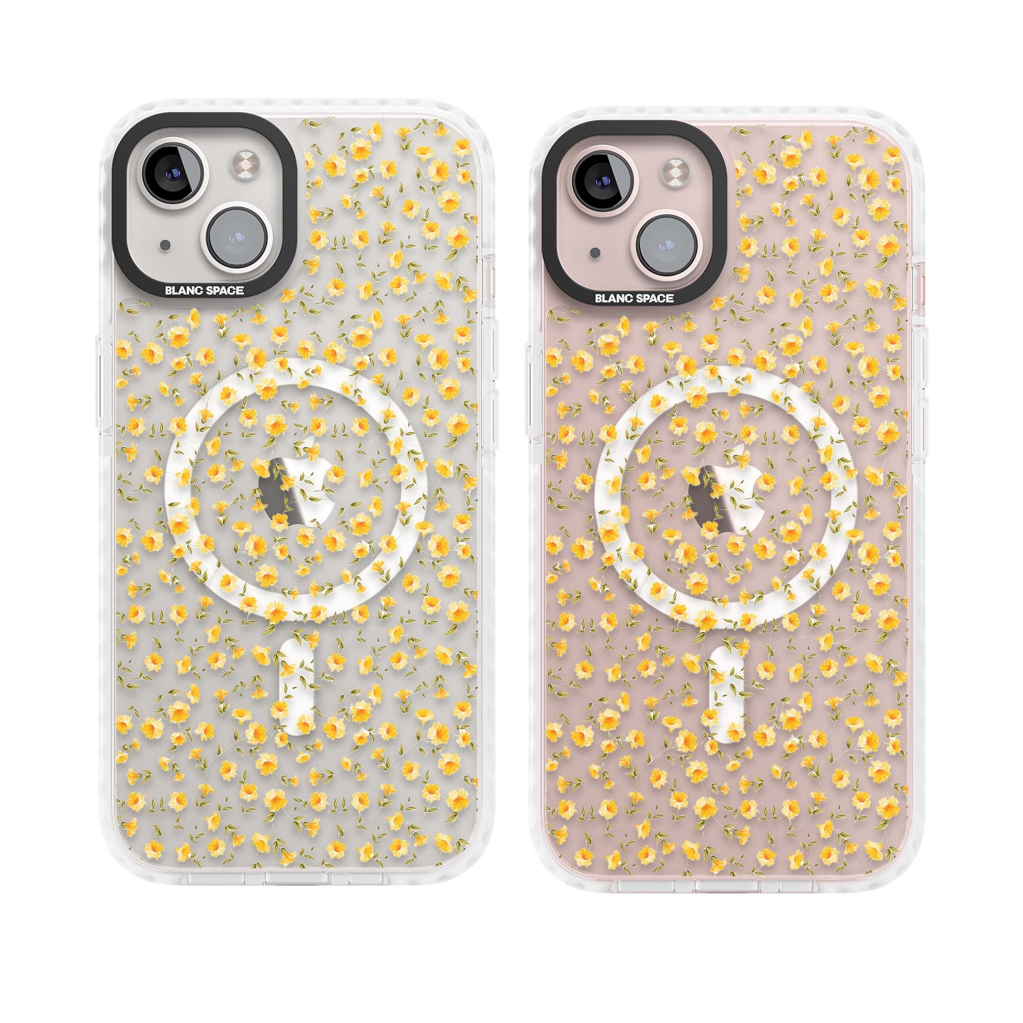 Buttercup wildflower iPhone case featuring tiny yellow flowers and trailing green vines on clear | Impact Magsafe case for iPhone 13, iPhone 14, iPhone 15