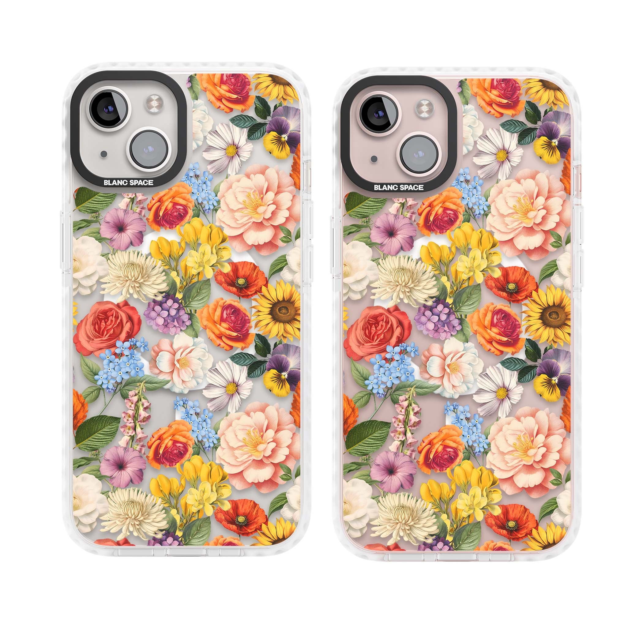 Bloom Basket floral iPhone case featuring cottage garden flowers including peonies, sunflowers, and wildflowers in pastel col | Impact Magsafe case for iPhone 13, iPhone 14, iPhone 15
