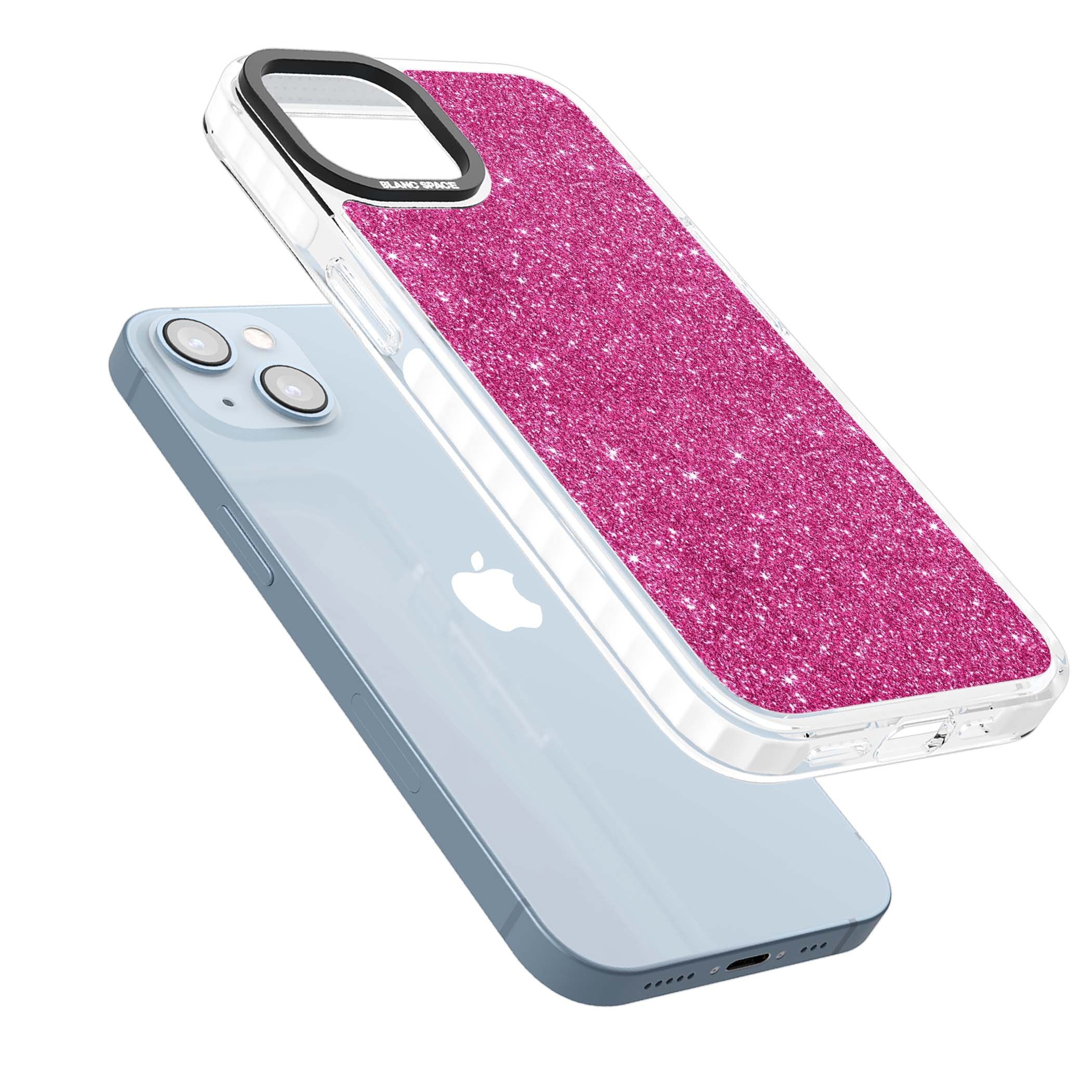 Pink Glitter Y2K iPhone case featuring hot pink glitter wallpaper with sparkle shimmer effect | Impact Magsafe case for iPhone 13, iPhone 14, iPhone 15
