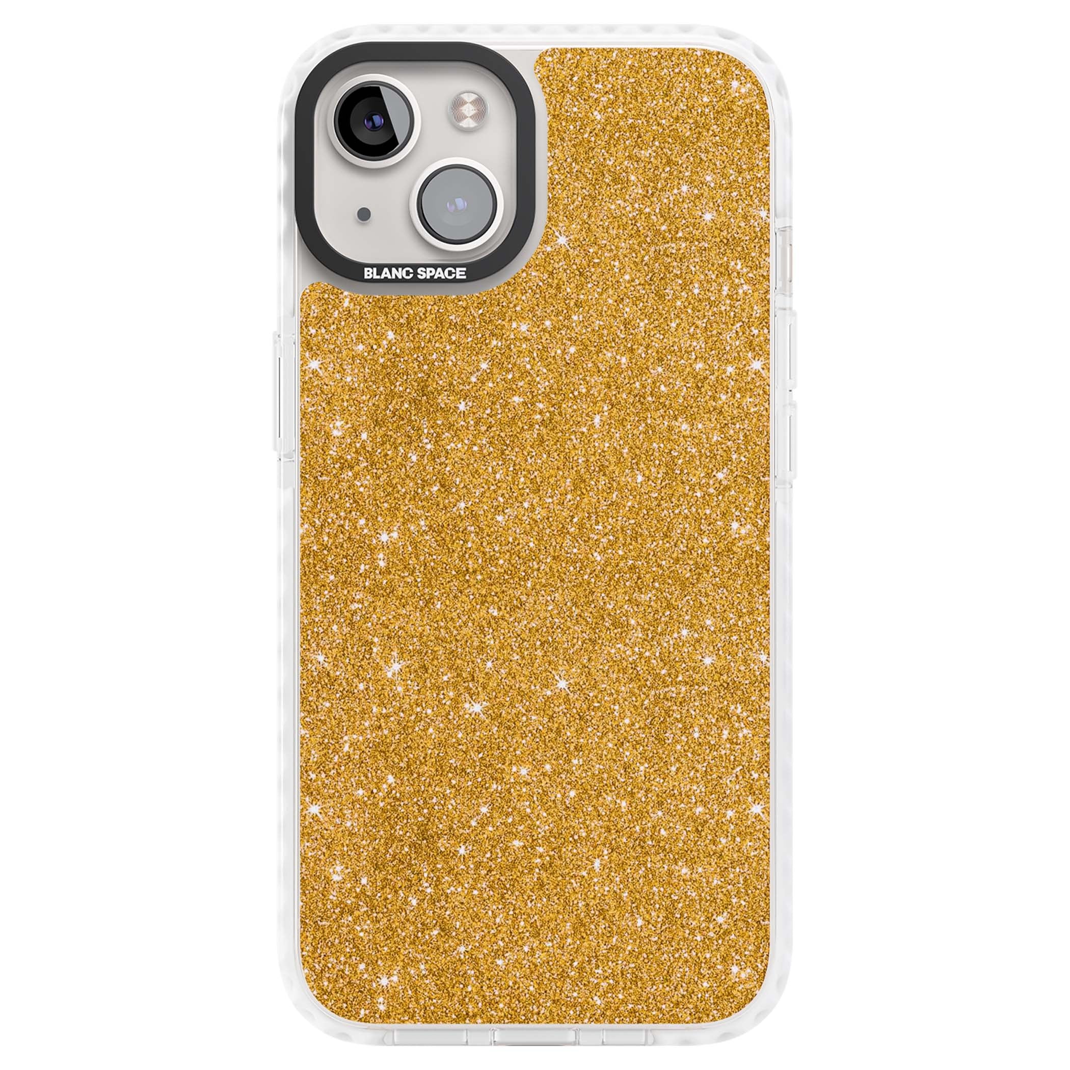 Gold Glitter gold glitter iPhone case featuring a shimmering sparkle wallpaper design in luxury gold | Impact Magsafe case for iPhone 13, iPhone 14, iPhone 15