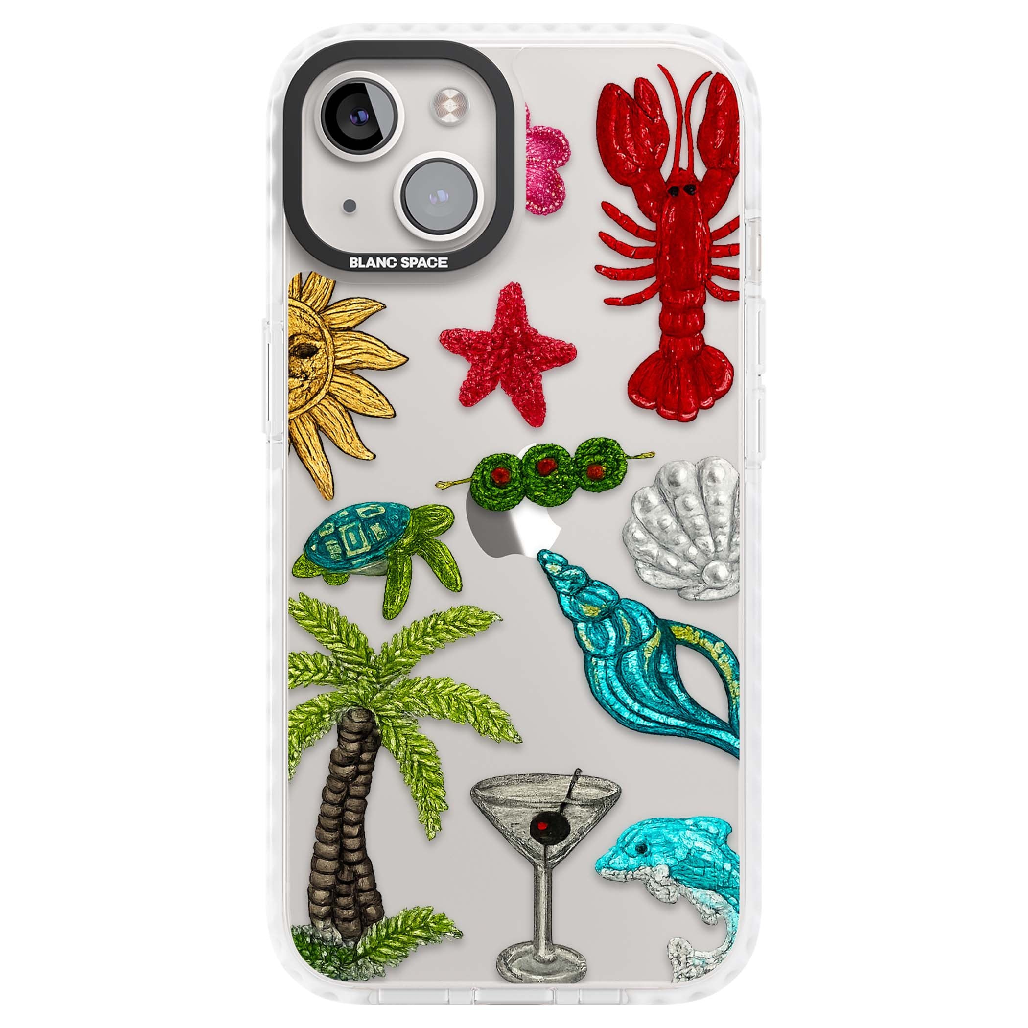 Painted Coastal Pattern coastal iPhone case | Clear Impact case for iPhone 13, iPhone 14, iPhone 15