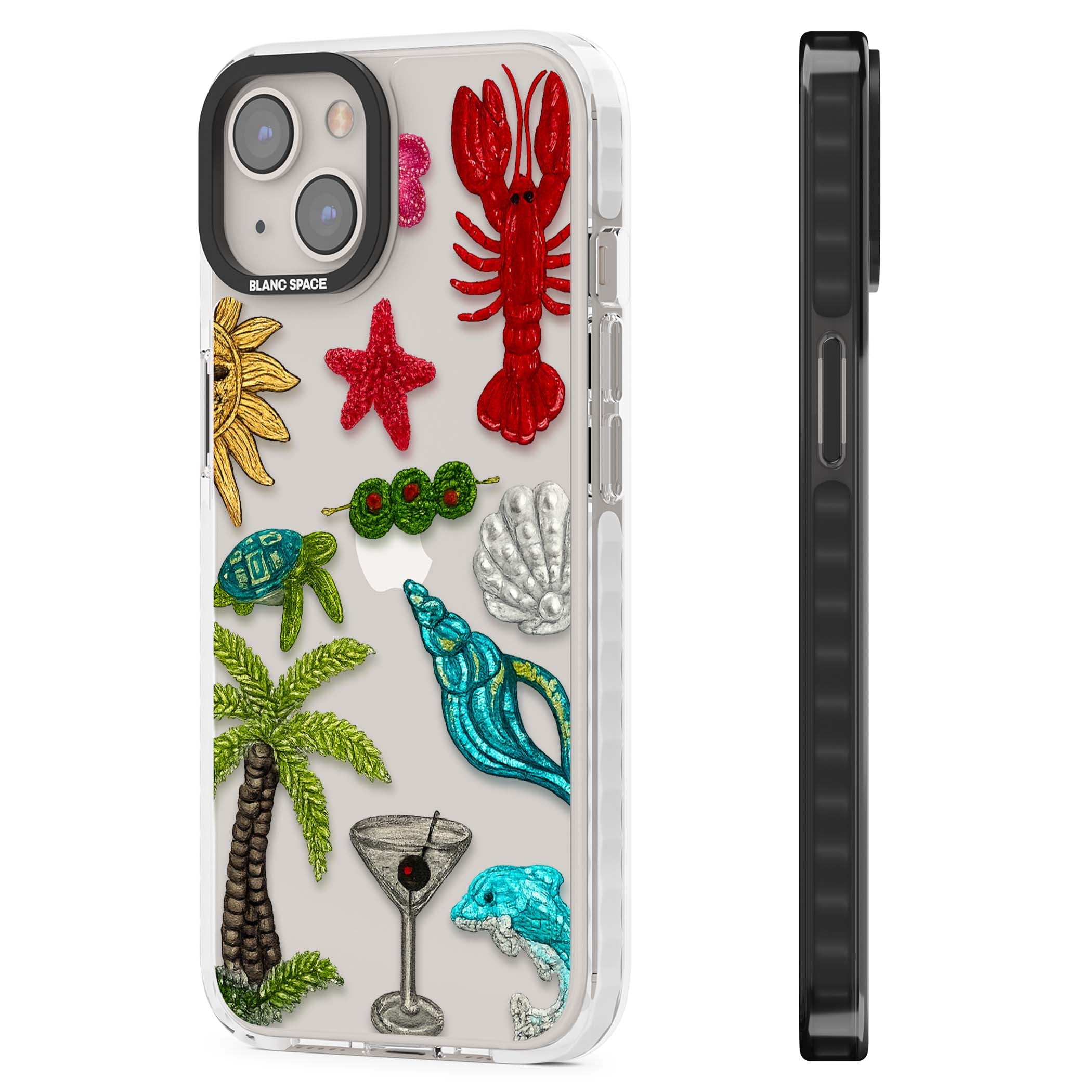 Painted Coastal Pattern coastal iPhone case | Clear Impact case for iPhone 13, iPhone 14, iPhone 15