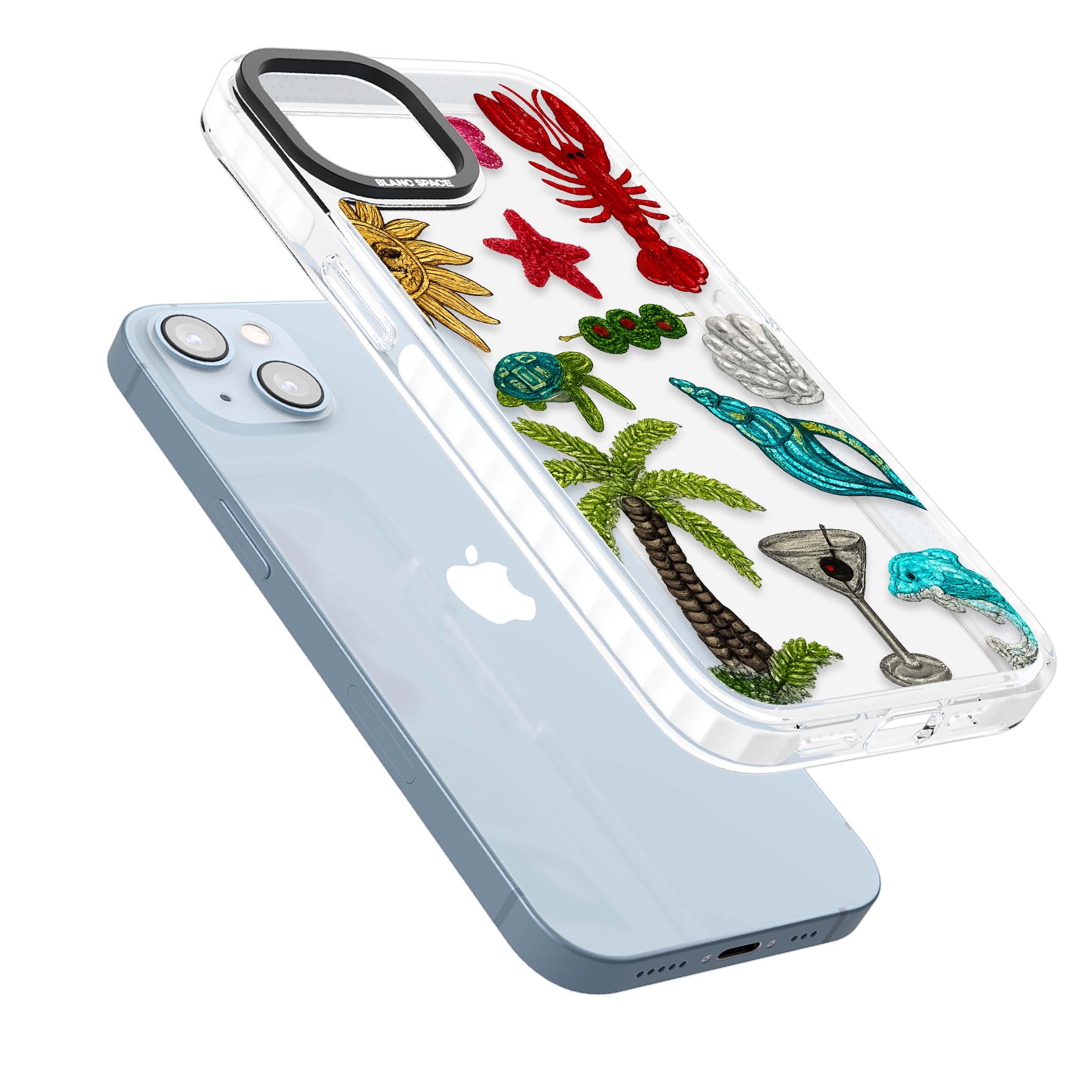 Painted Coastal Pattern coastal iPhone case | Clear Impact case for iPhone 13, iPhone 14, iPhone 15