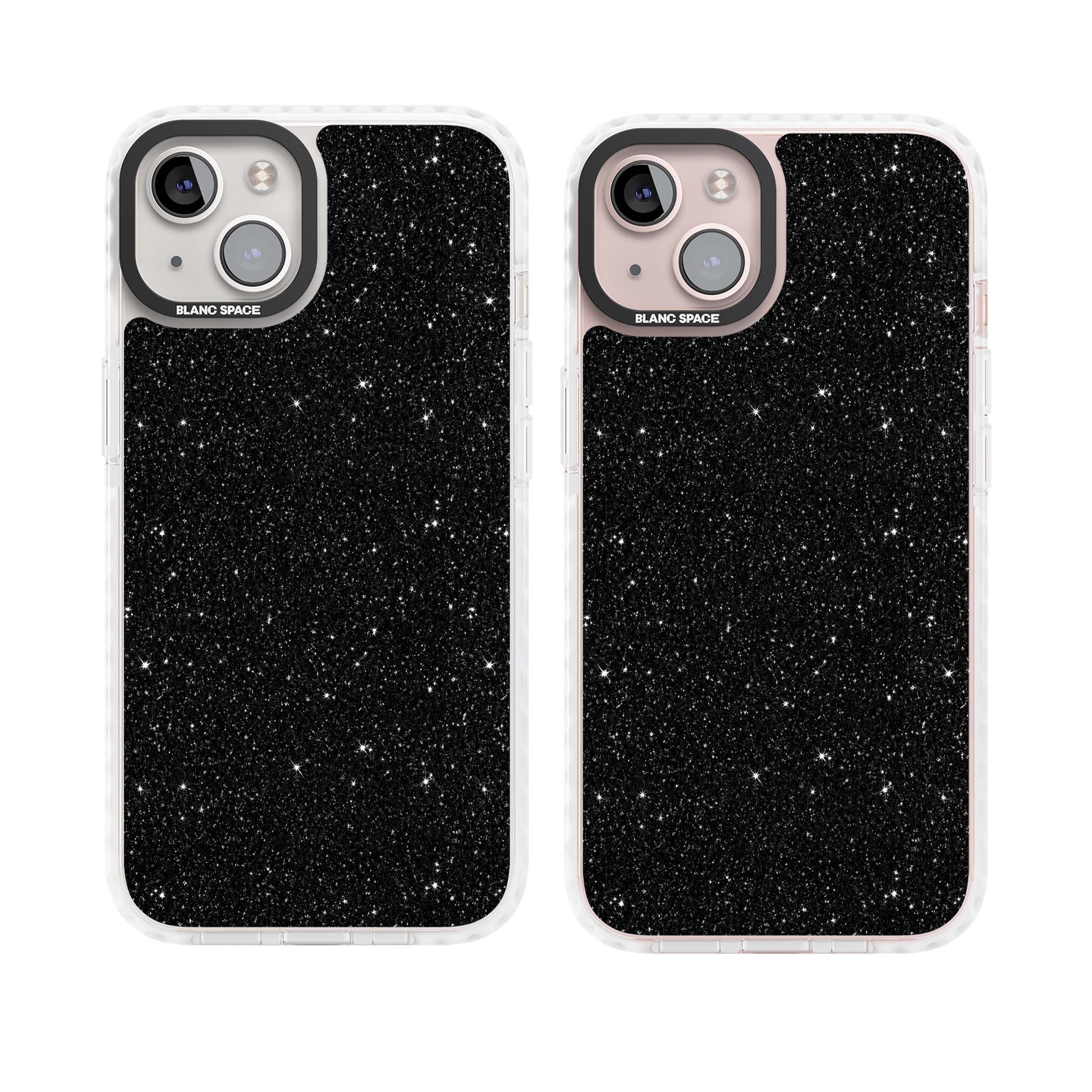 Black Glitter black glitter iPhone case featuring an all-over sparkly shimmer pattern on a jet black base | Clear Impact case for iPhone 13, iPhone 14, iPhone 15