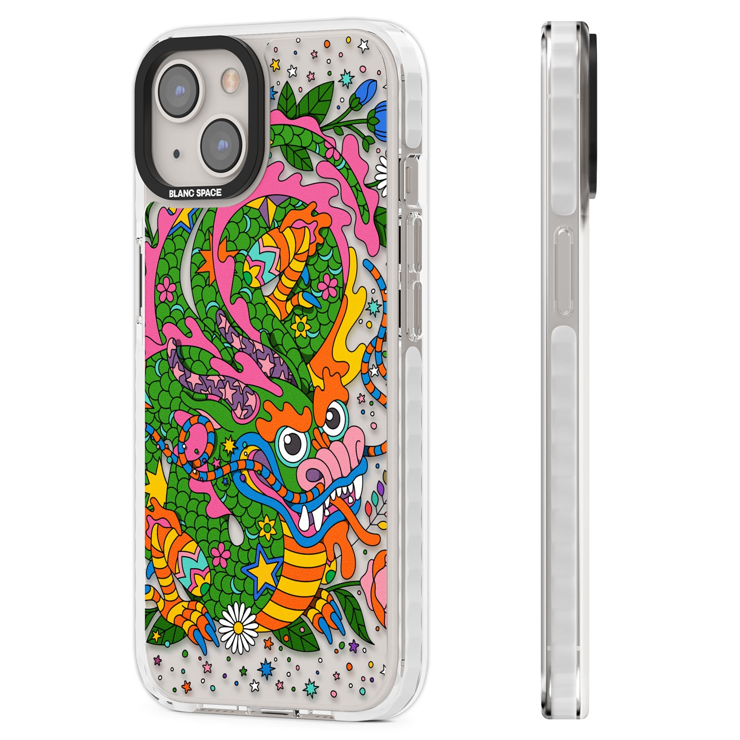 Psychedelic Jungle Dragon Clear Impact Phone Case for iPhone 13, iPhone 14, iPhone 15