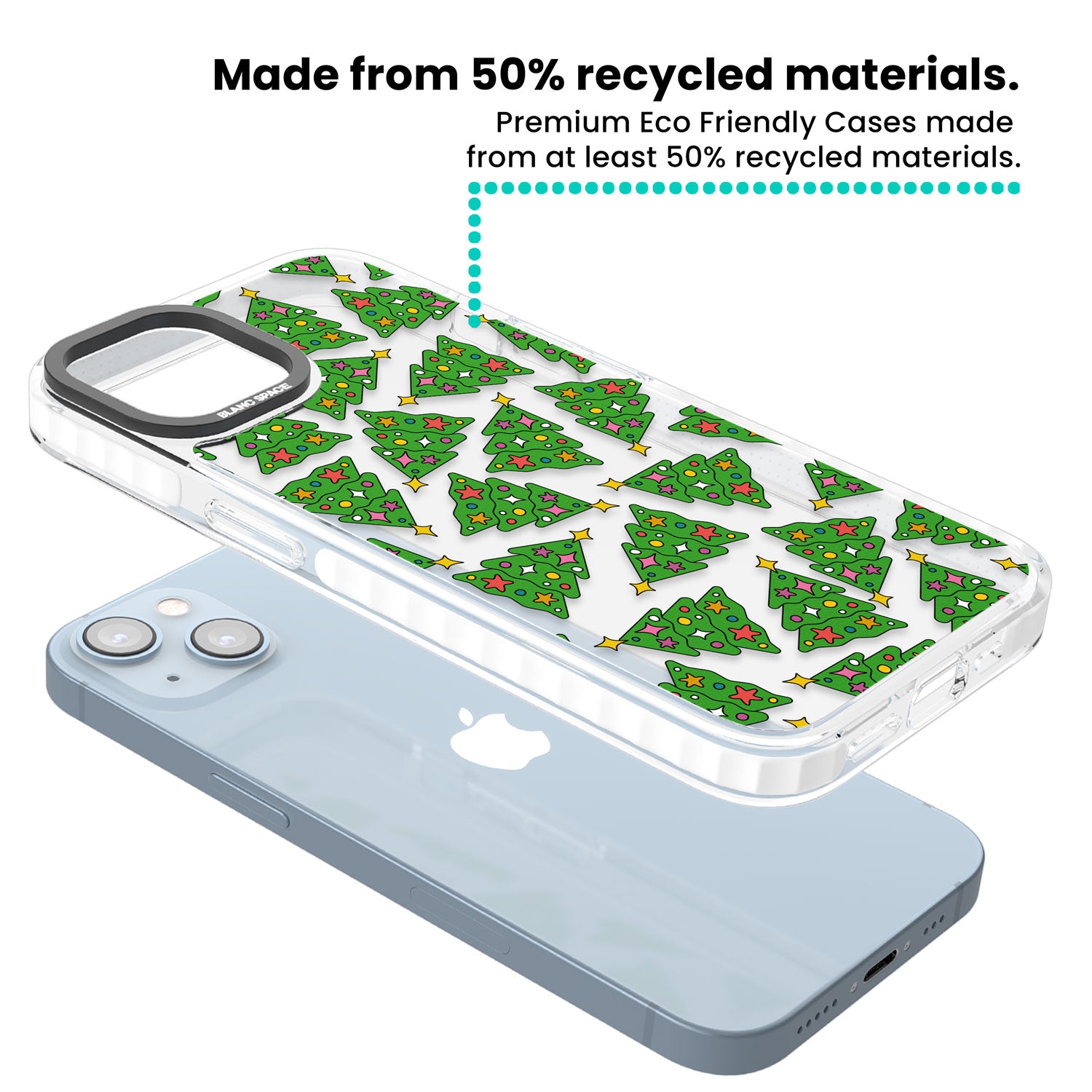 Christmas Tree Pattern Clear Impact Phone Case for iPhone 13, iPhone 14, iPhone 15