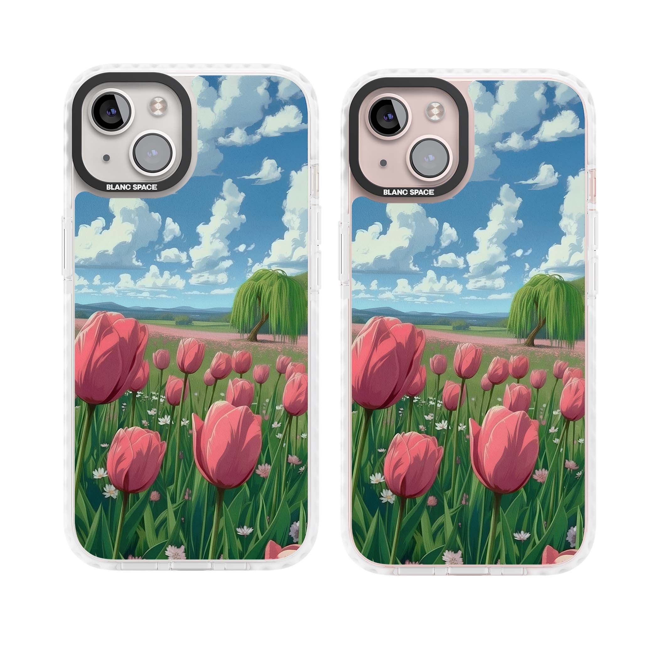 Willow By The Pink Tulips floral iPhone case | Clear Impact case for iPhone 13, iPhone 14, iPhone 15