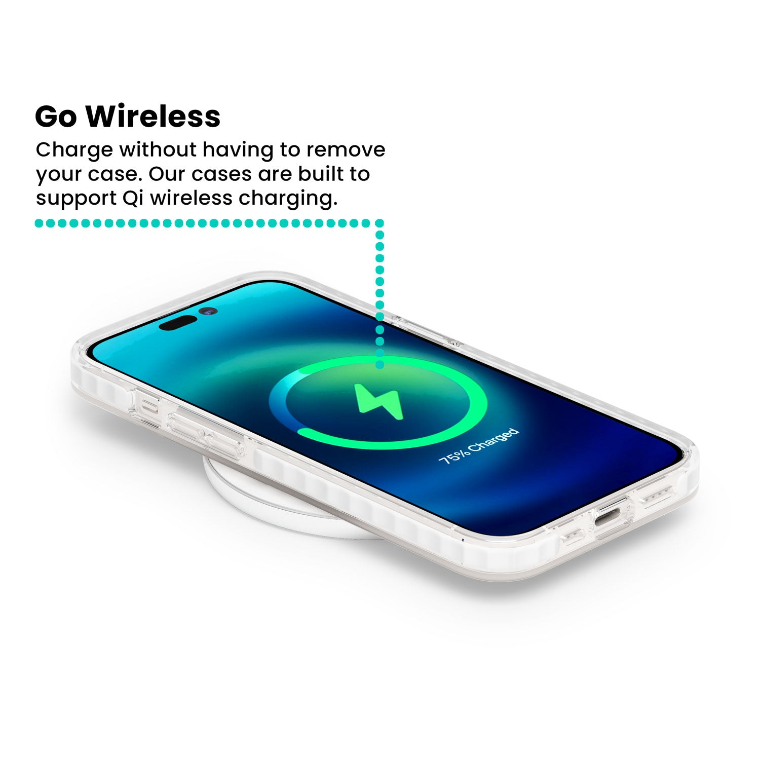 Bunny Garden kawaii iPhone case featuring white rabbits, pink roses, doves and stars on pink background | Clear Impact case for iPhone 13, iPhone 14, iPhone 15