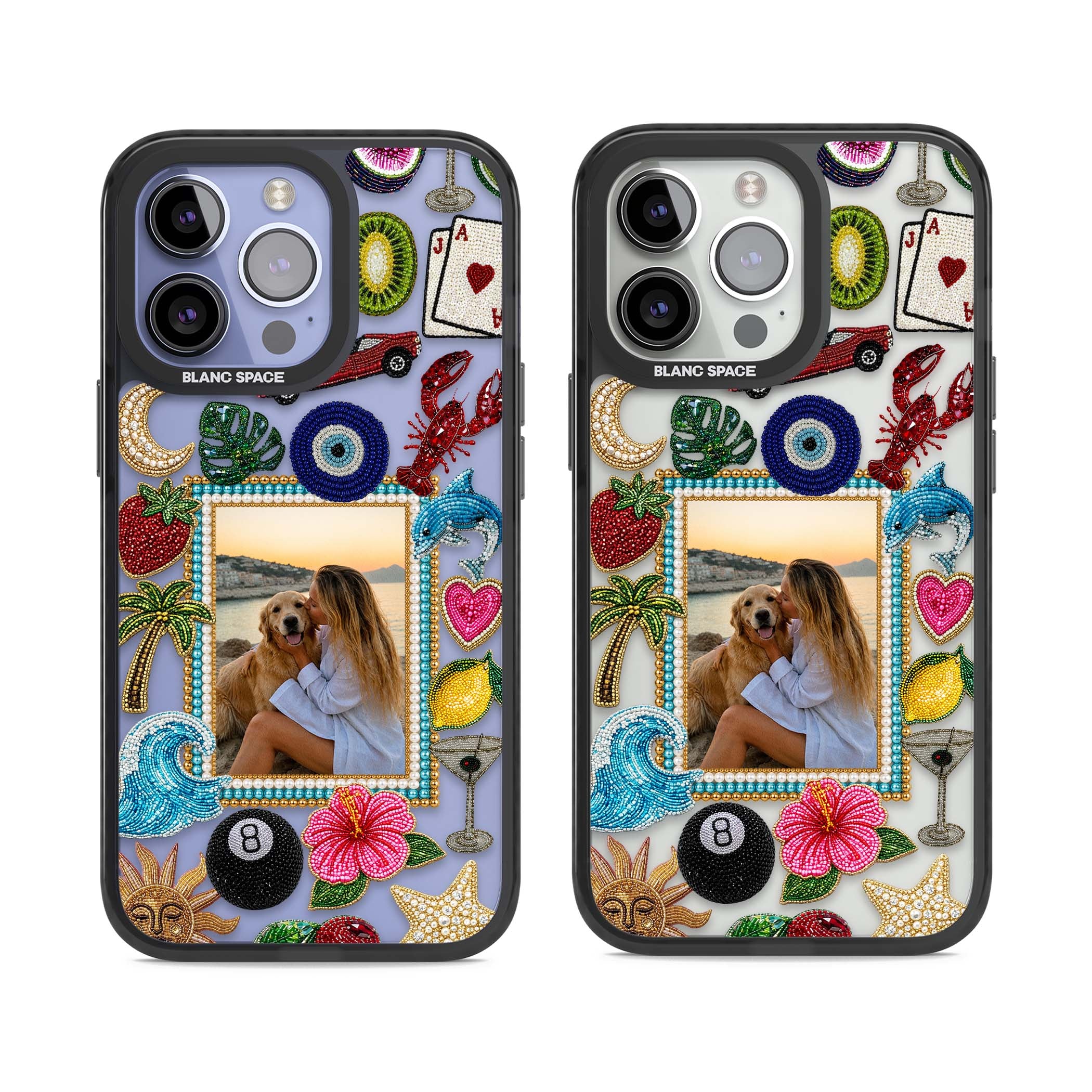 Beaded Photo coastal iPhone case | Black Impact case for iPhone 13 Pro, iPhone 14 Pro, iPhone 15 Pro