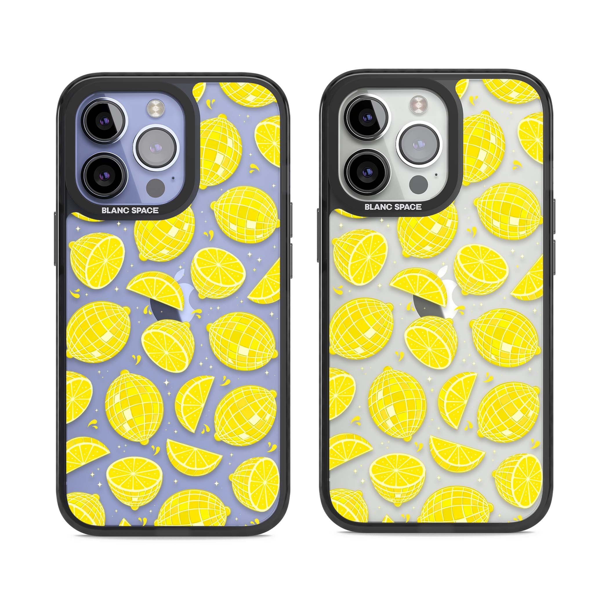 Disco Lemons citrus iPhone case featuring mirrorball lemons, sliced fruit and sparkle accents | Black Impact case for iPhone 13 Pro, iPhone 14 Pro, iPhone 15 Pro