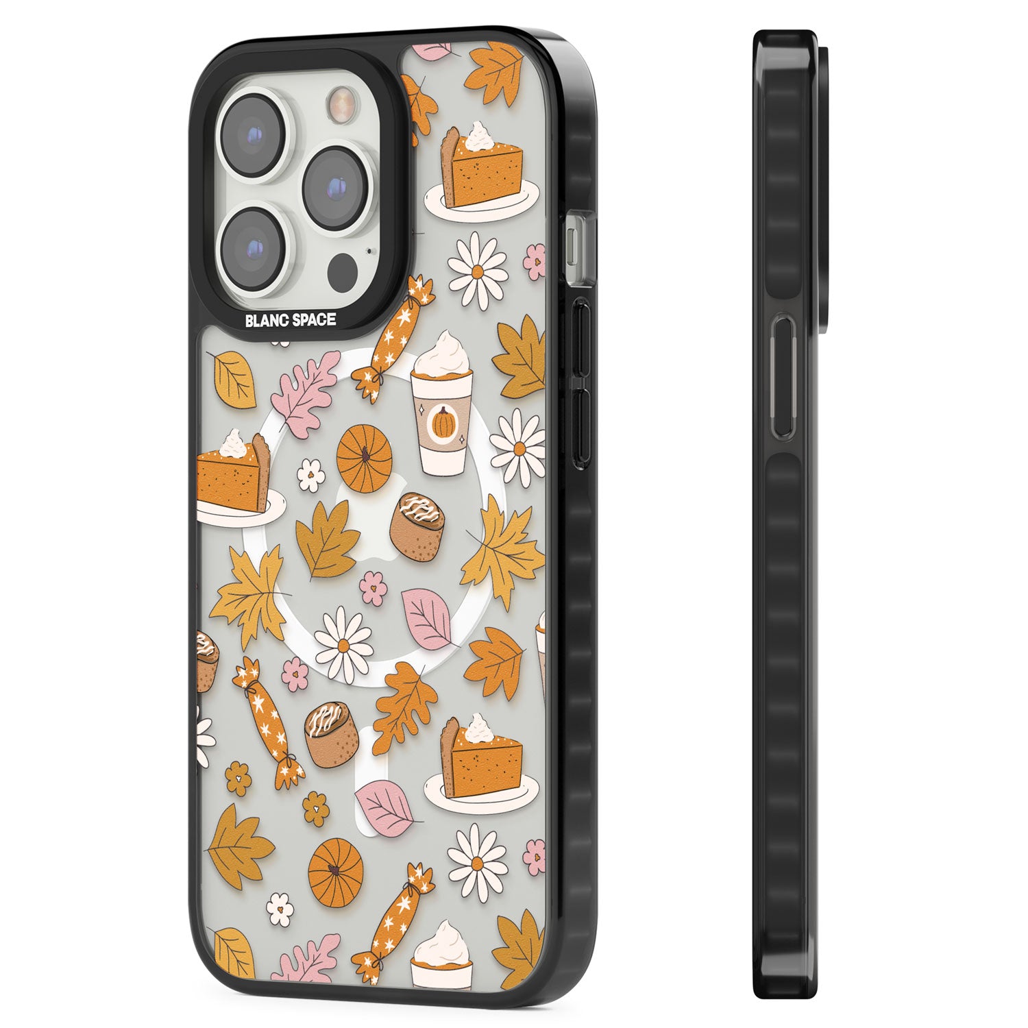 Pumpkin Spice Magsafe Black Impact Phone Case for iPhone 13 Pro, iPhone 14 Pro, iPhone 15 Pro