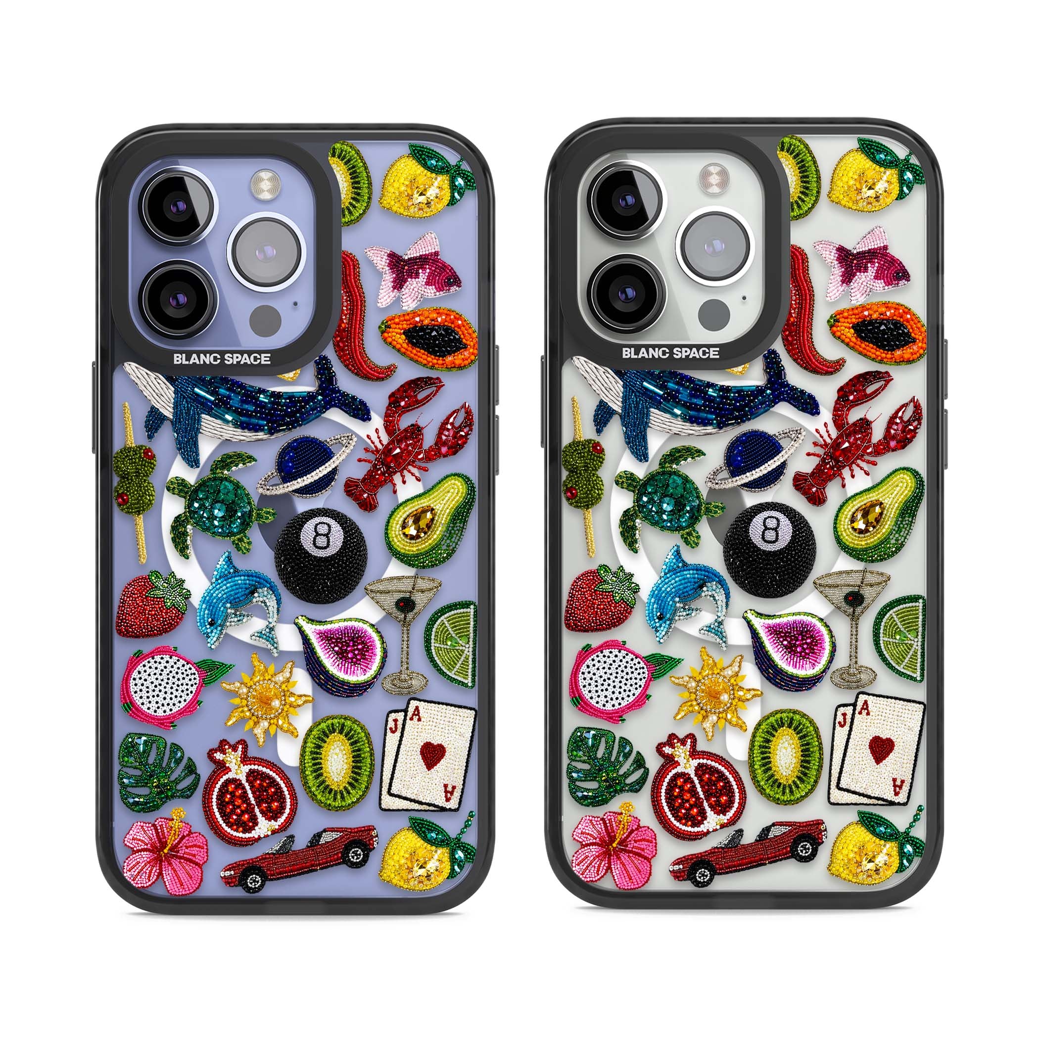 Beaded Mix cute iPhone case | Black Impact Magsafe case for iPhone 13 Pro, iPhone 14 Pro, iPhone 15 Pro