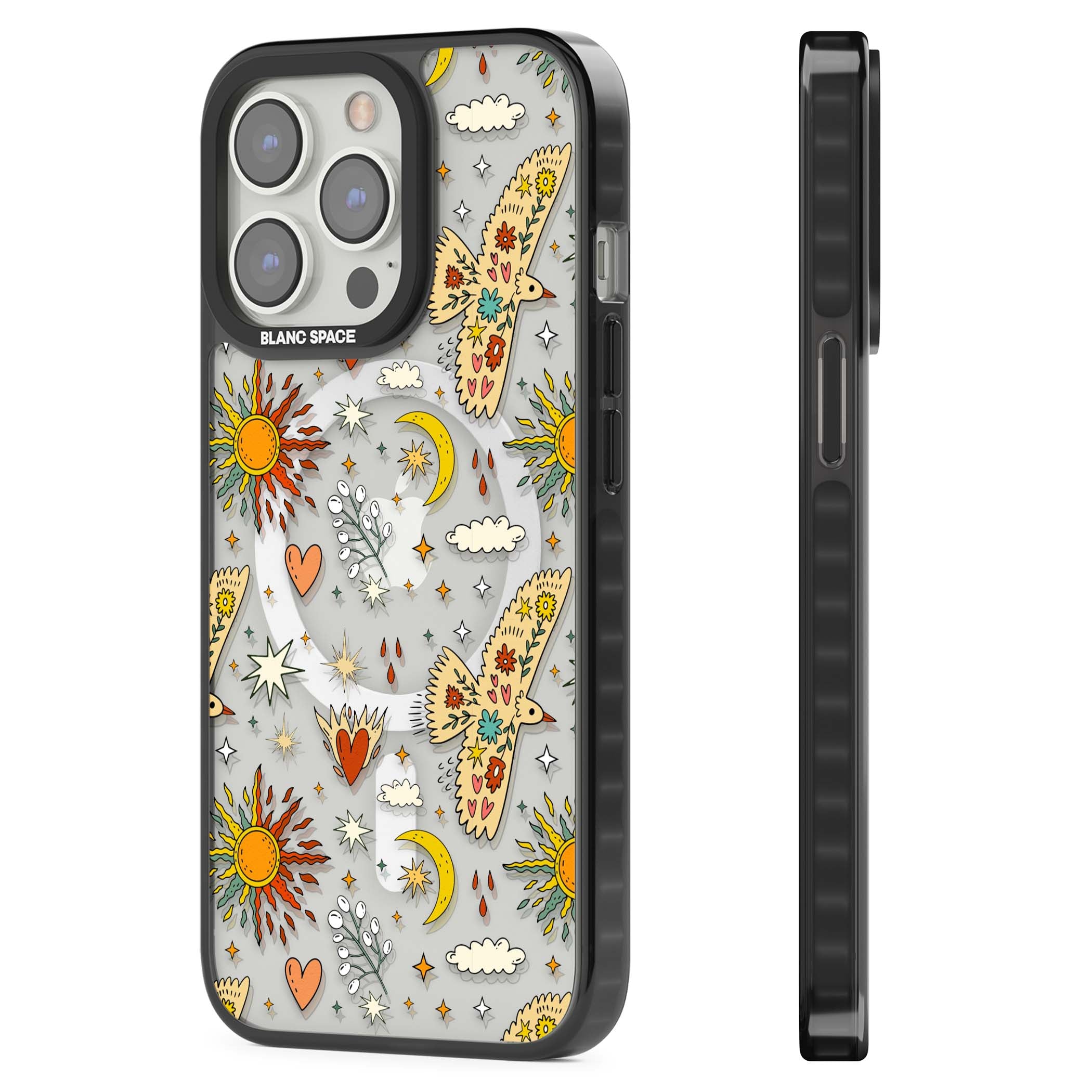 Elevate Your Phone'S Style With This Boho Celestial Sun & Eye Phone Case, Featuring A Mystical Blend Of Suns, All-Seeing Eyes, Butterflies, Stars, And