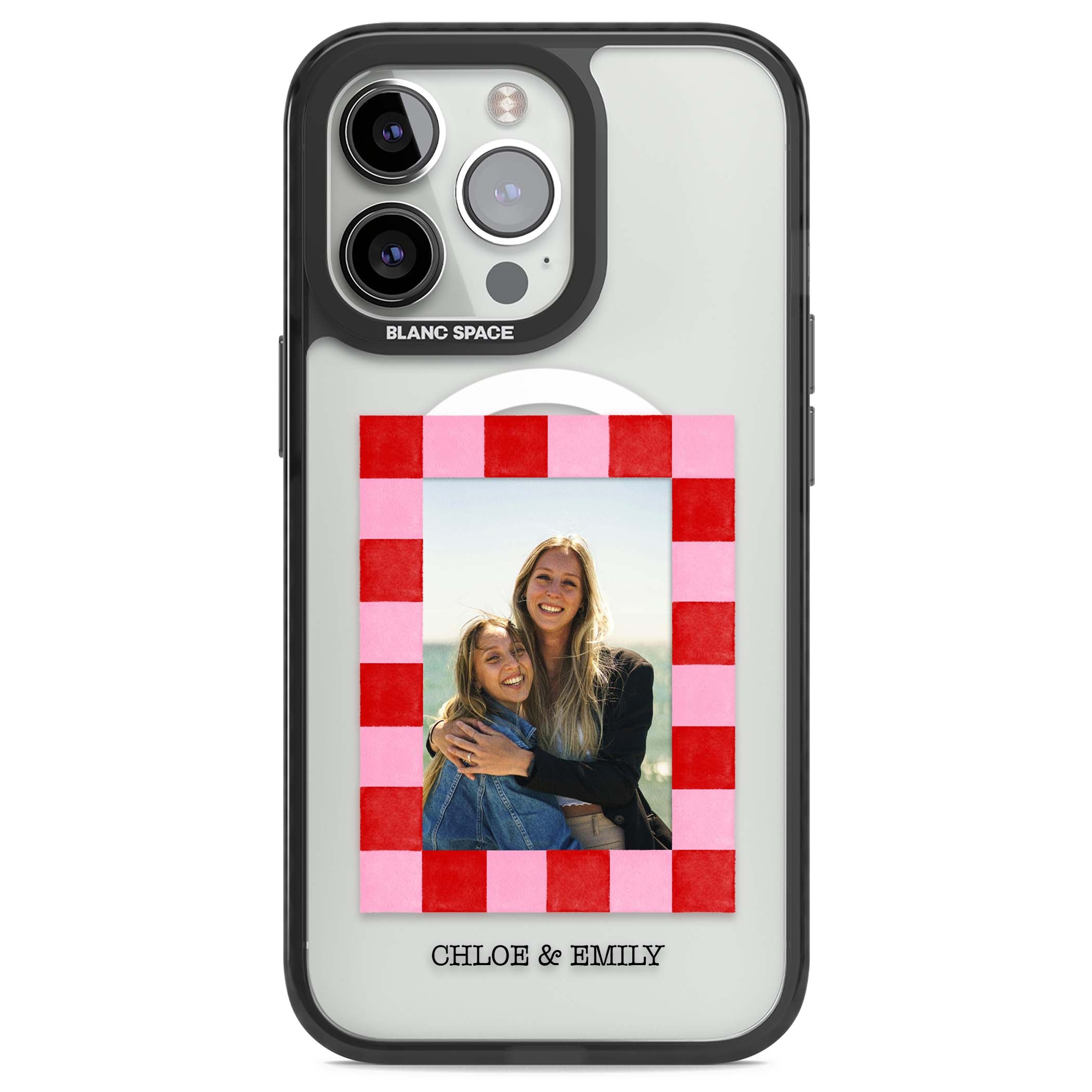 Bubblegum Check Photo for her iPhone case | Black Impact Magsafe case for iPhone 13 Pro, iPhone 14 Pro, iPhone 15 Pro