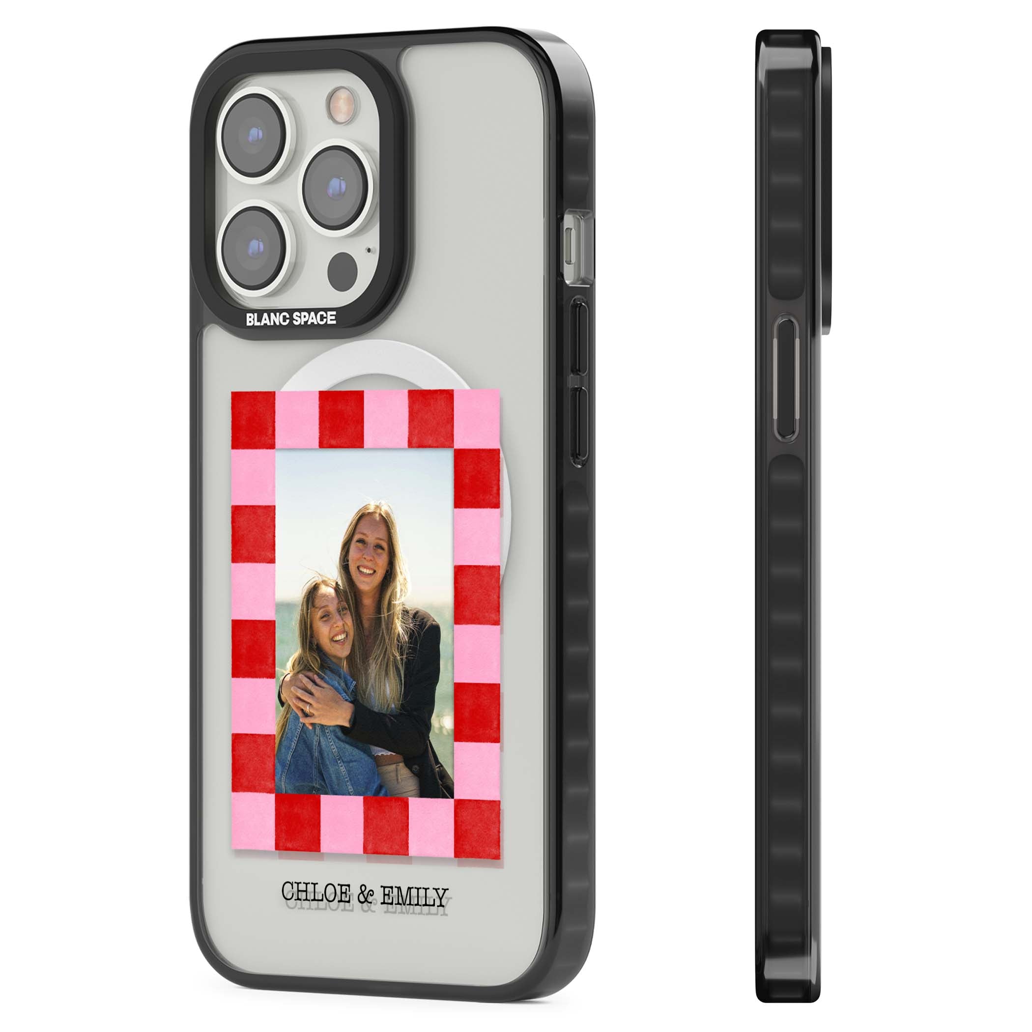 Bubblegum Check Photo for her iPhone case | Black Impact Magsafe case for iPhone 13 Pro, iPhone 14 Pro, iPhone 15 Pro