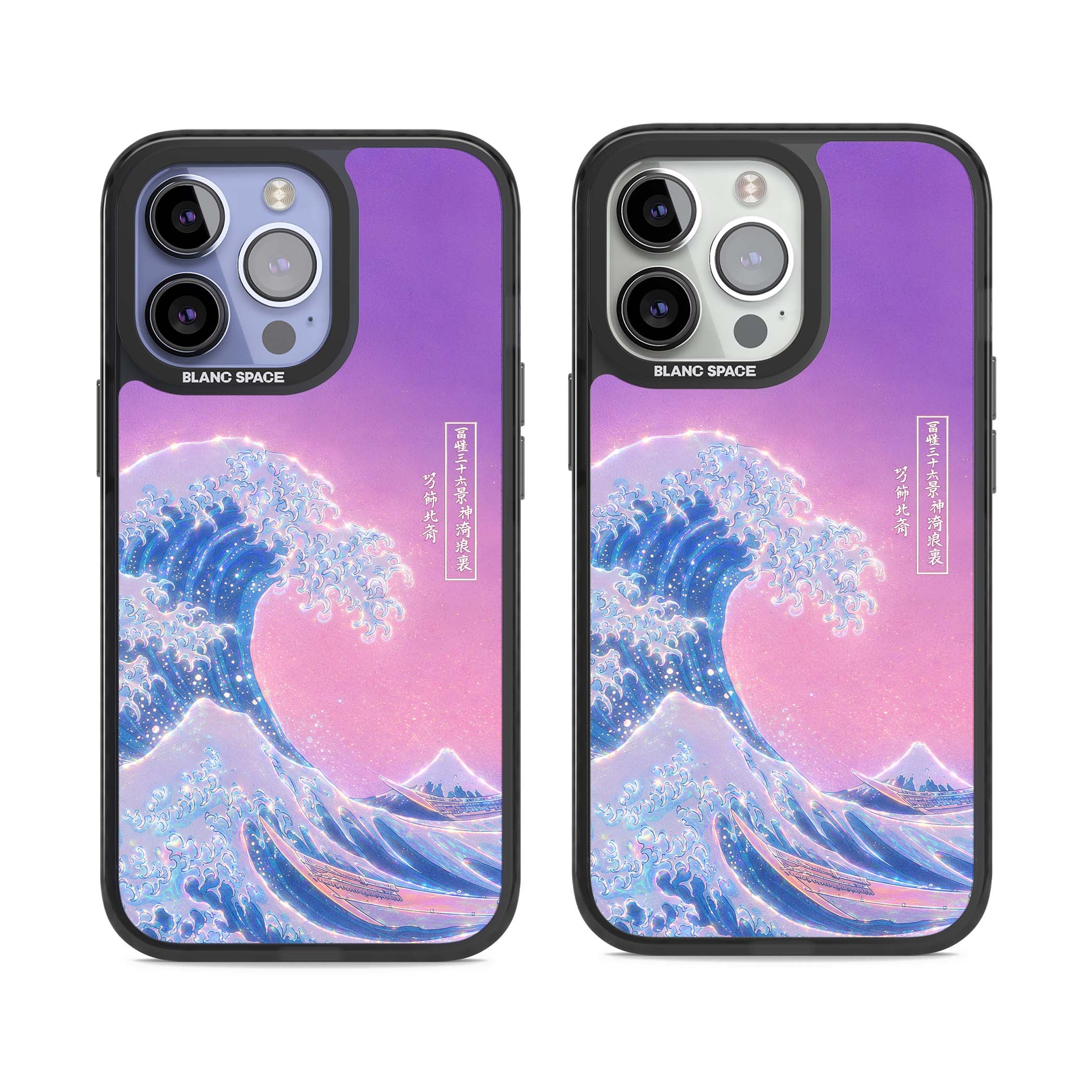 The Great Opal Wave Japanese iPhone case featuring Hokusai's great wave in iridescent pastels with lilac sky and Mou | Black Impact Magsafe case for iPhone 13 Pro, iPhone 14 Pro, iPhone 15 Pro