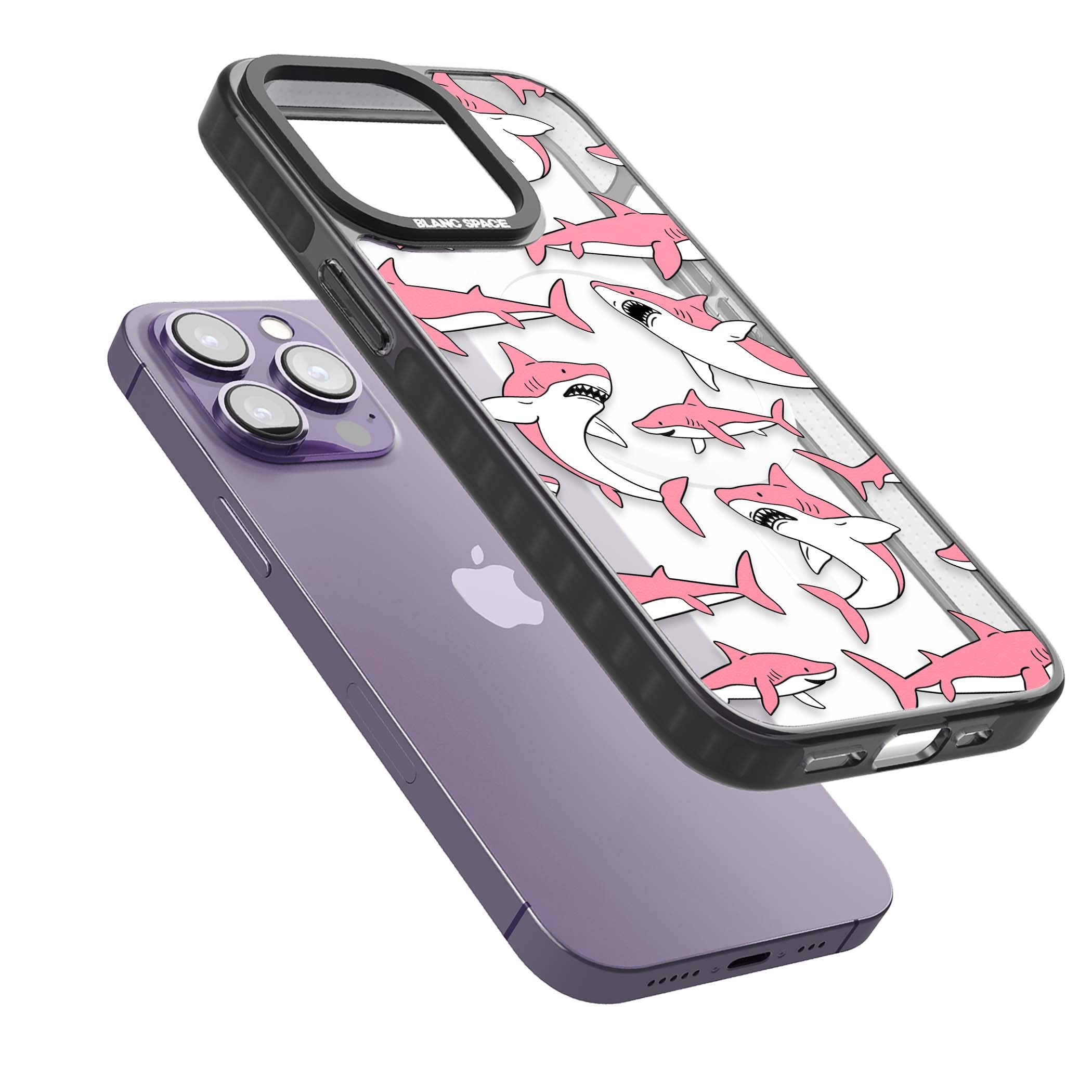 Bubblegum Sharks for her iPhone case | Black Impact Magsafe case for iPhone 13 Pro, iPhone 14 Pro, iPhone 15 Pro