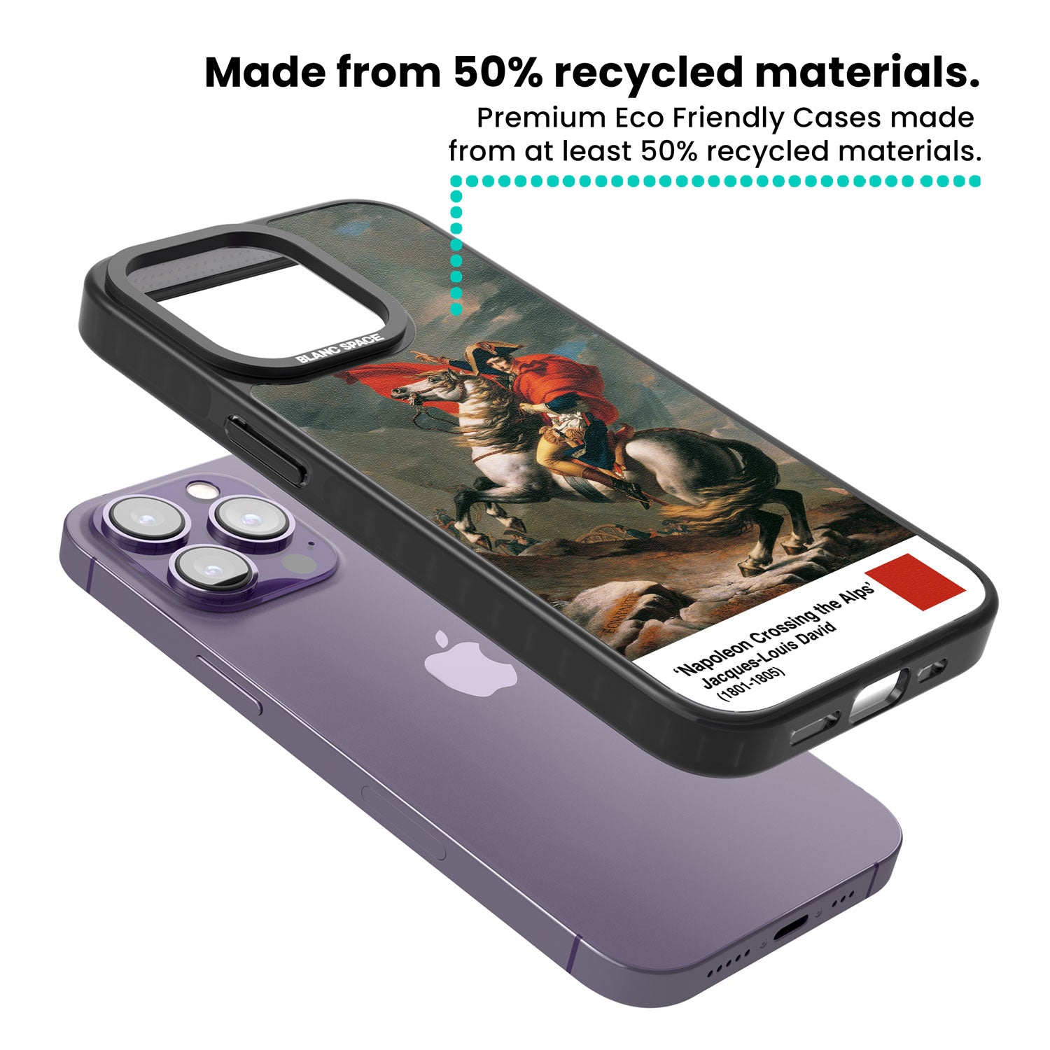 Napoleon Crossing the Alps Magsafe Black Impact Phone Case for iPhone 13 Pro, iPhone 14 Pro, iPhone 15 Pro