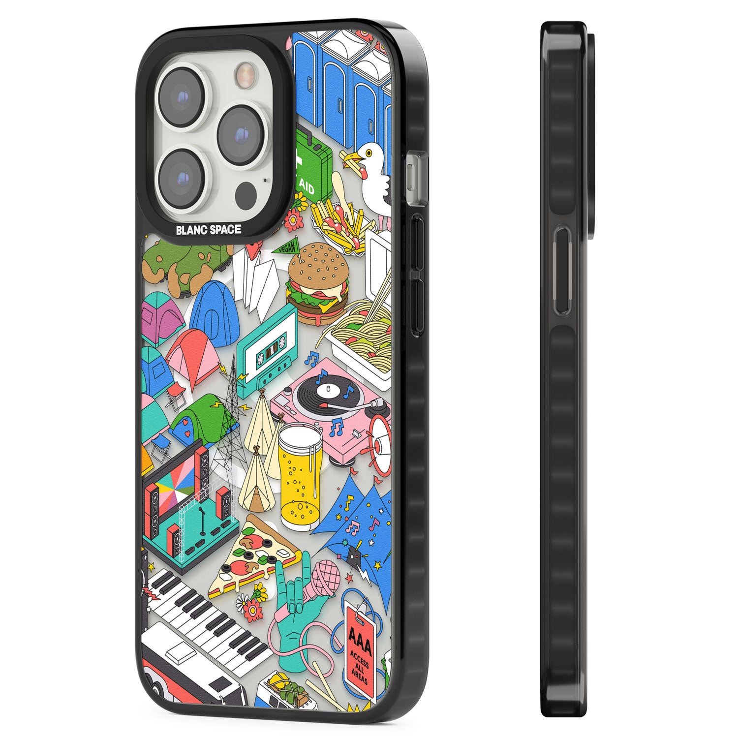 Festival Frenzy Magsafe Black Impact Phone Case for iPhone 13 Pro, iPhone 14 Pro, iPhone 15 Pro