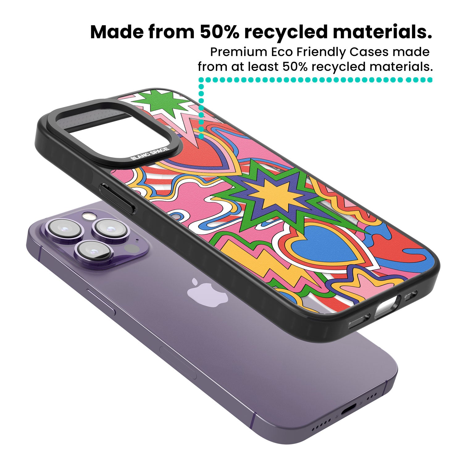 Psychedelic Pop Art Explosion Magsafe Black Impact Phone Case for iPhone 13 Pro, iPhone 14 Pro, iPhone 15 Pro