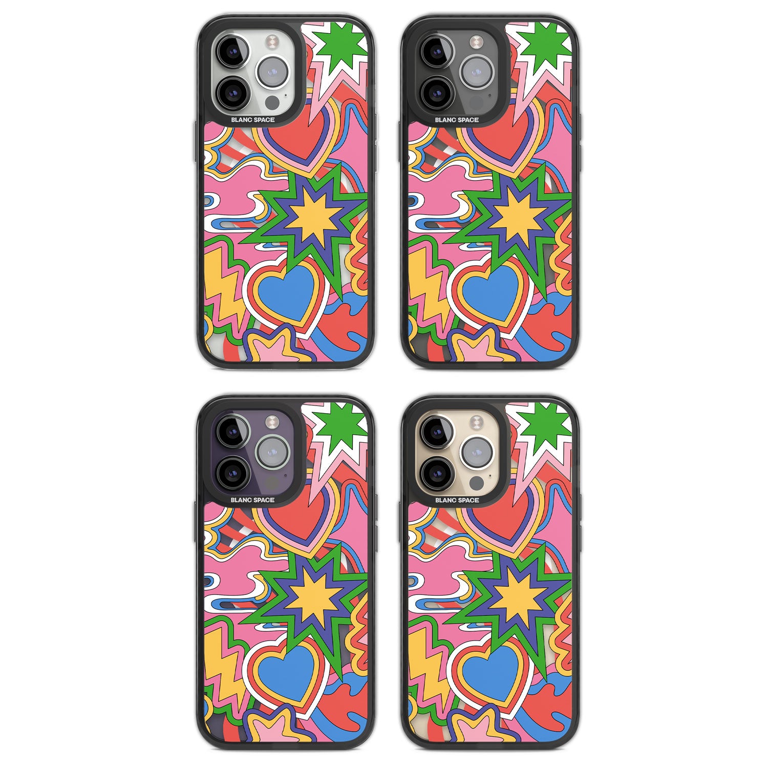 Psychedelic Pop Art Explosion Magsafe Black Impact Phone Case for iPhone 13 Pro, iPhone 14 Pro, iPhone 15 Pro
