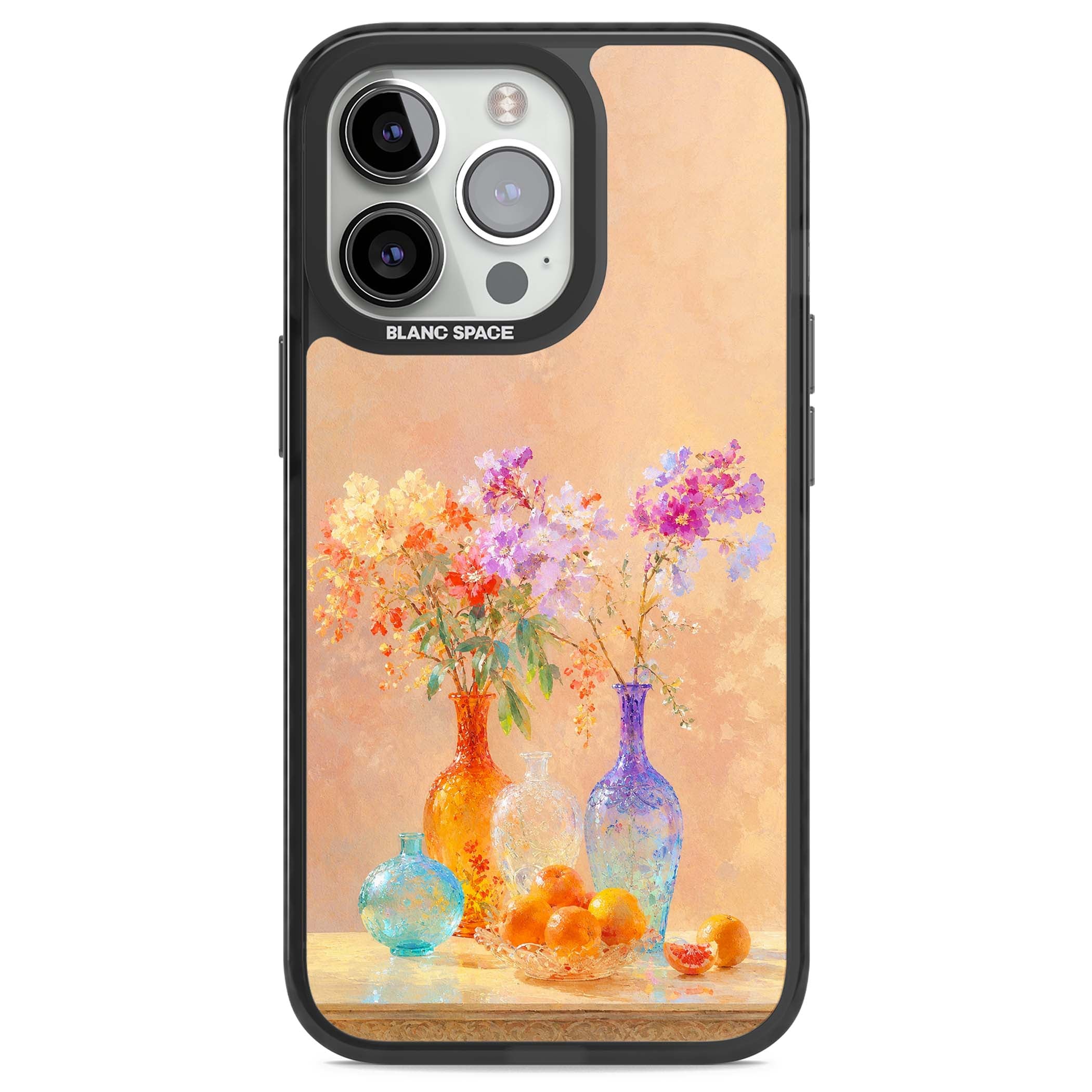 Peach Glass art iPhone case | Black Impact Magsafe case for iPhone 13 Pro, iPhone 14 Pro, iPhone 15 Pro