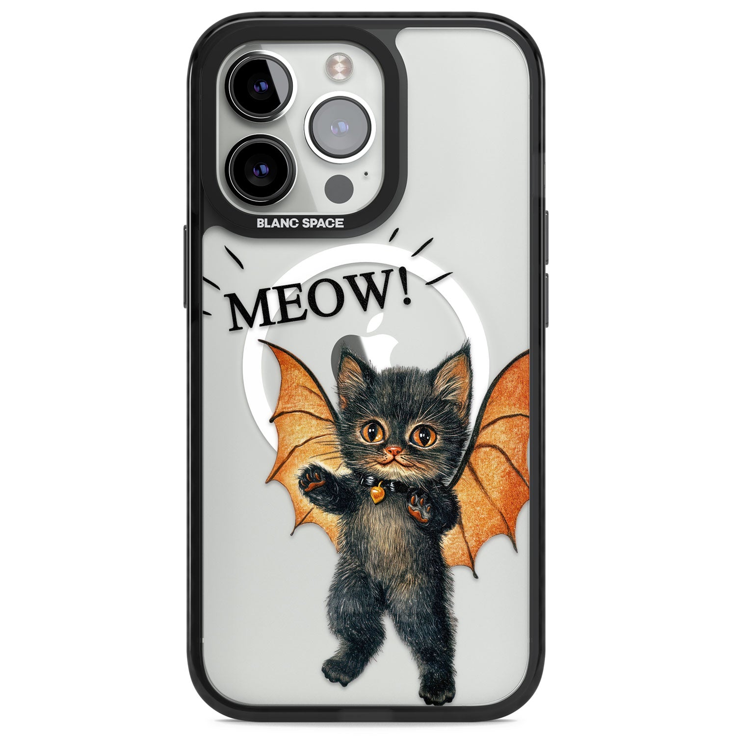 MEOW! Magsafe Black Impact Phone Case for iPhone 13 Pro, iPhone 14 Pro, iPhone 15 Pro