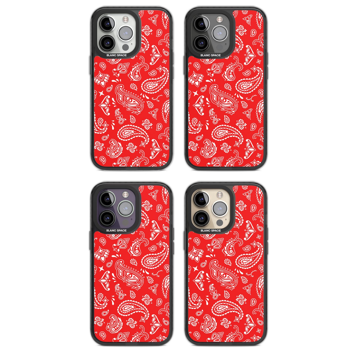 Red Bandana Magsafe Black Impact Phone Case for iPhone 13 Pro, iPhone 14 Pro, iPhone 15 Pro