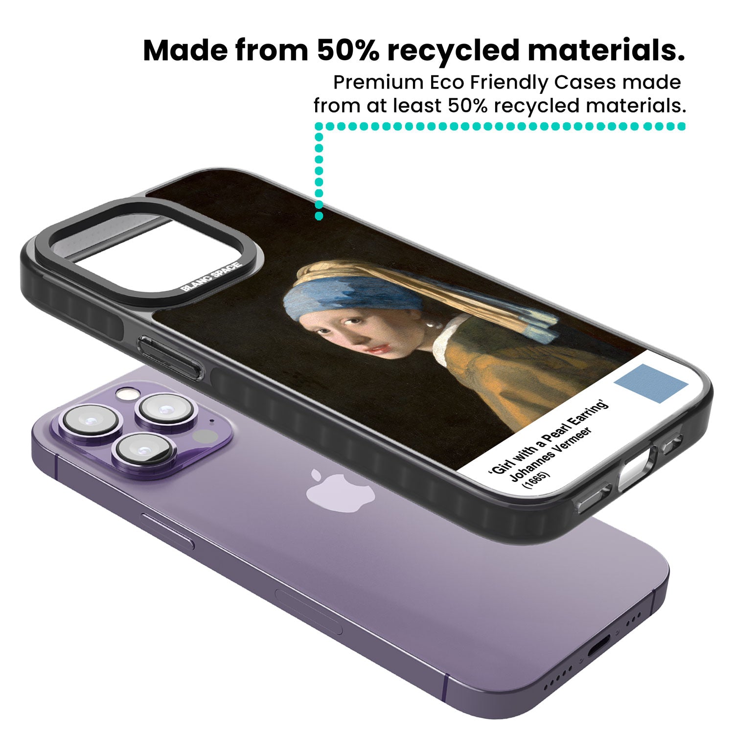 Girl with a Pearl Earring Black Impact Phone Case for iPhone 13 Pro, iPhone 14 Pro, iPhone 15 Pro