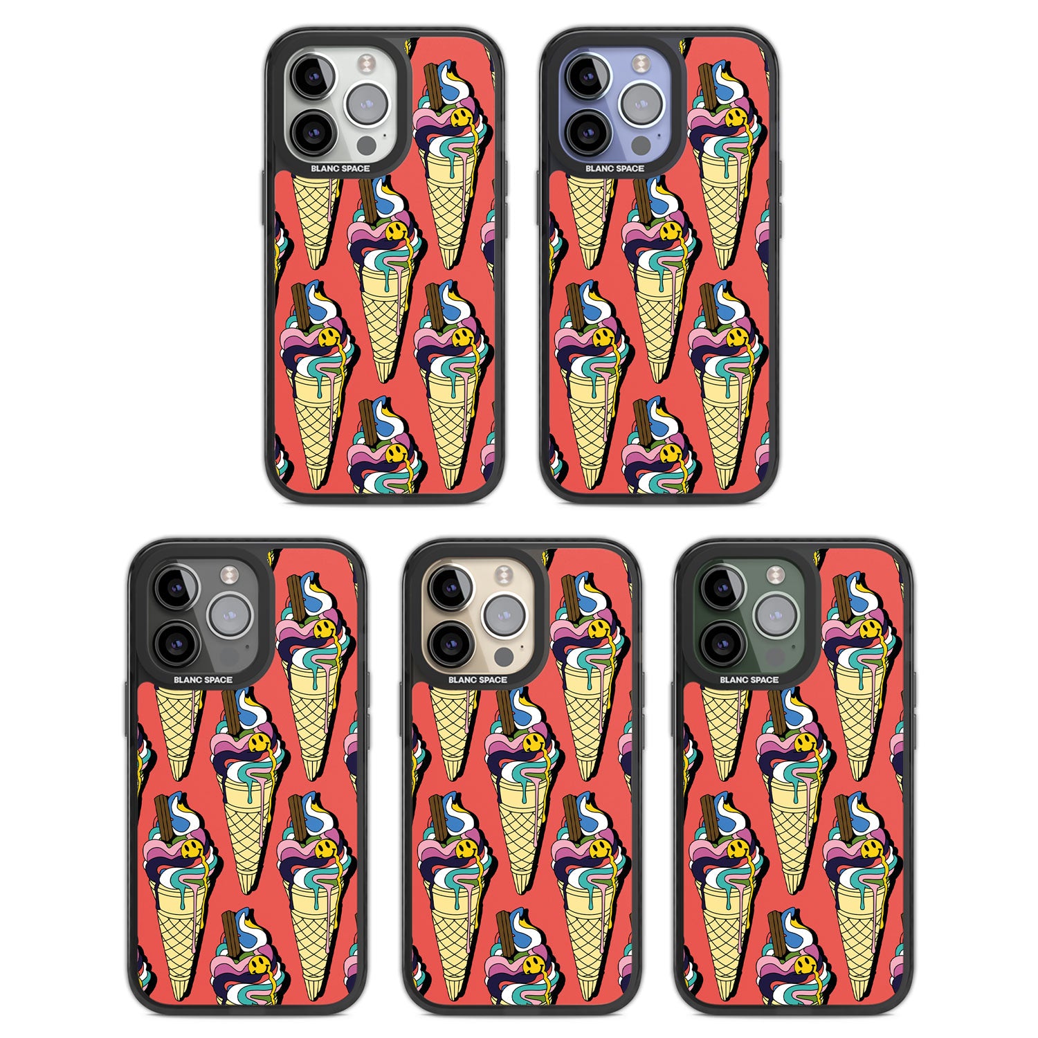 Trip & Drip Ice Cream (Red) Black Impact Phone Case for iPhone 13 Pro, iPhone 14 Pro, iPhone 15 Pro