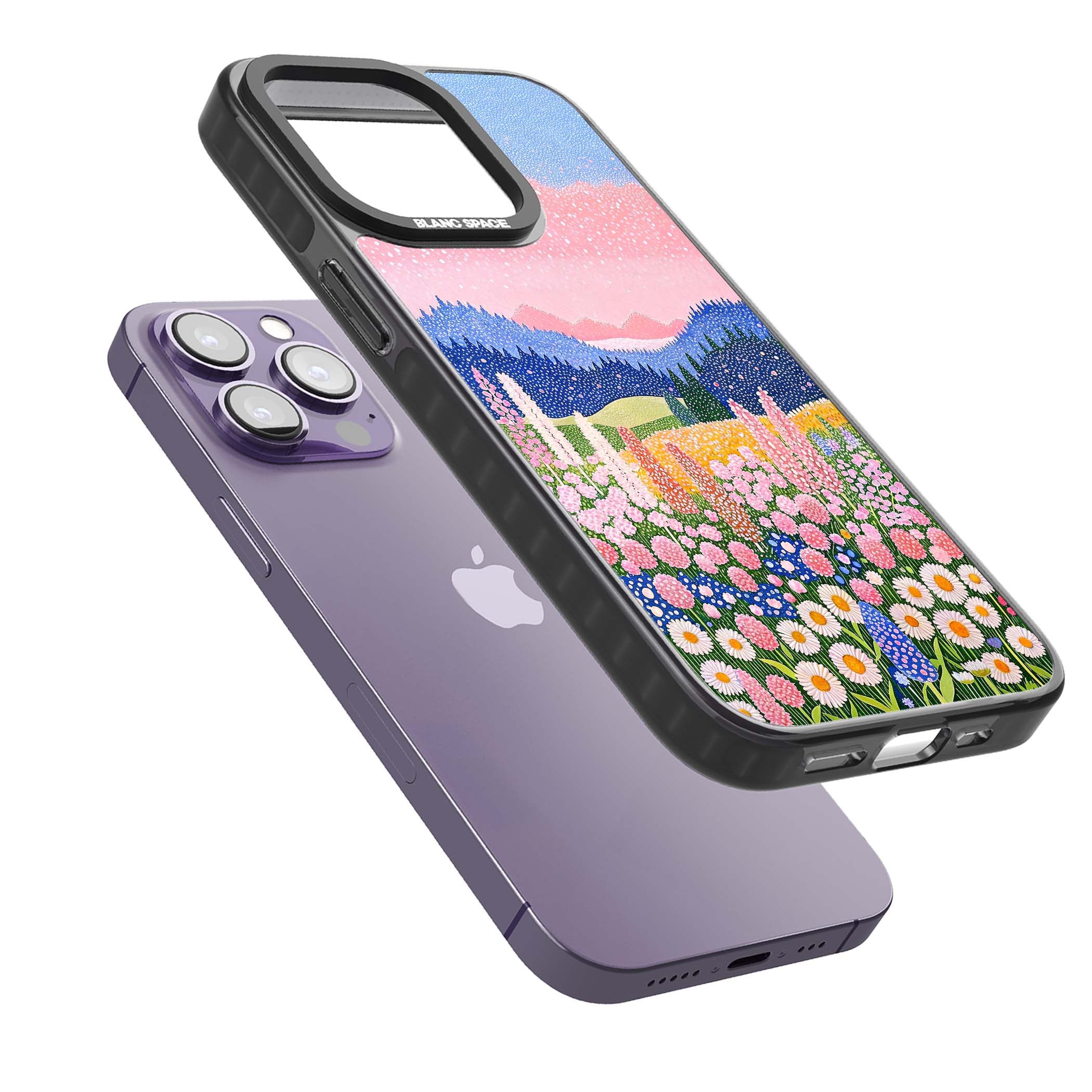 Valley Horizon cottagecore iPhone case | Black Impact case for iPhone 13 Pro, iPhone 14 Pro, iPhone 15 Pro