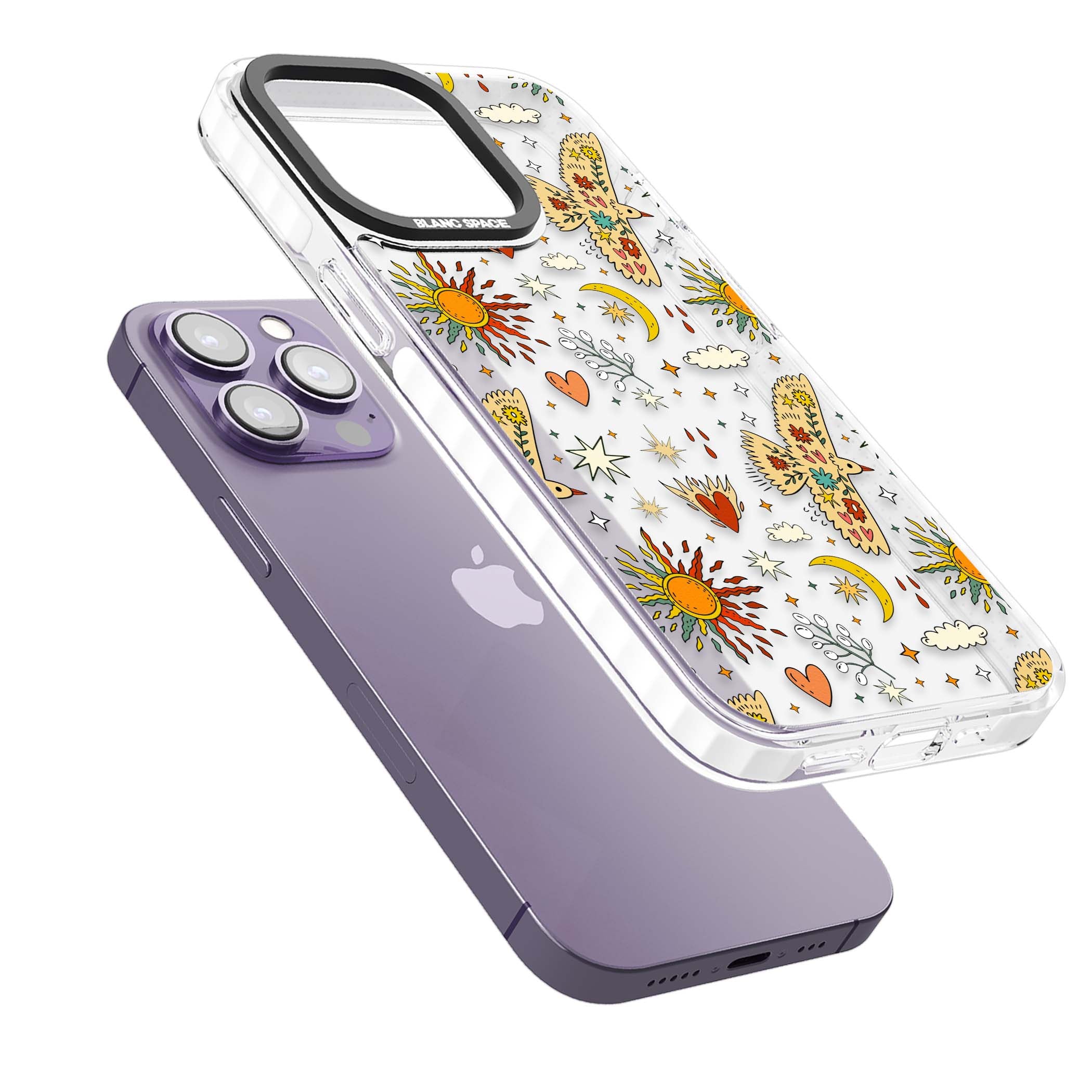 Elevate Your Phone'S Style With This Boho Celestial Sun & Eye Phone Case, Featuring A Mystical Blend Of Suns, All-Seeing Eyes, Butterflies, Stars, And