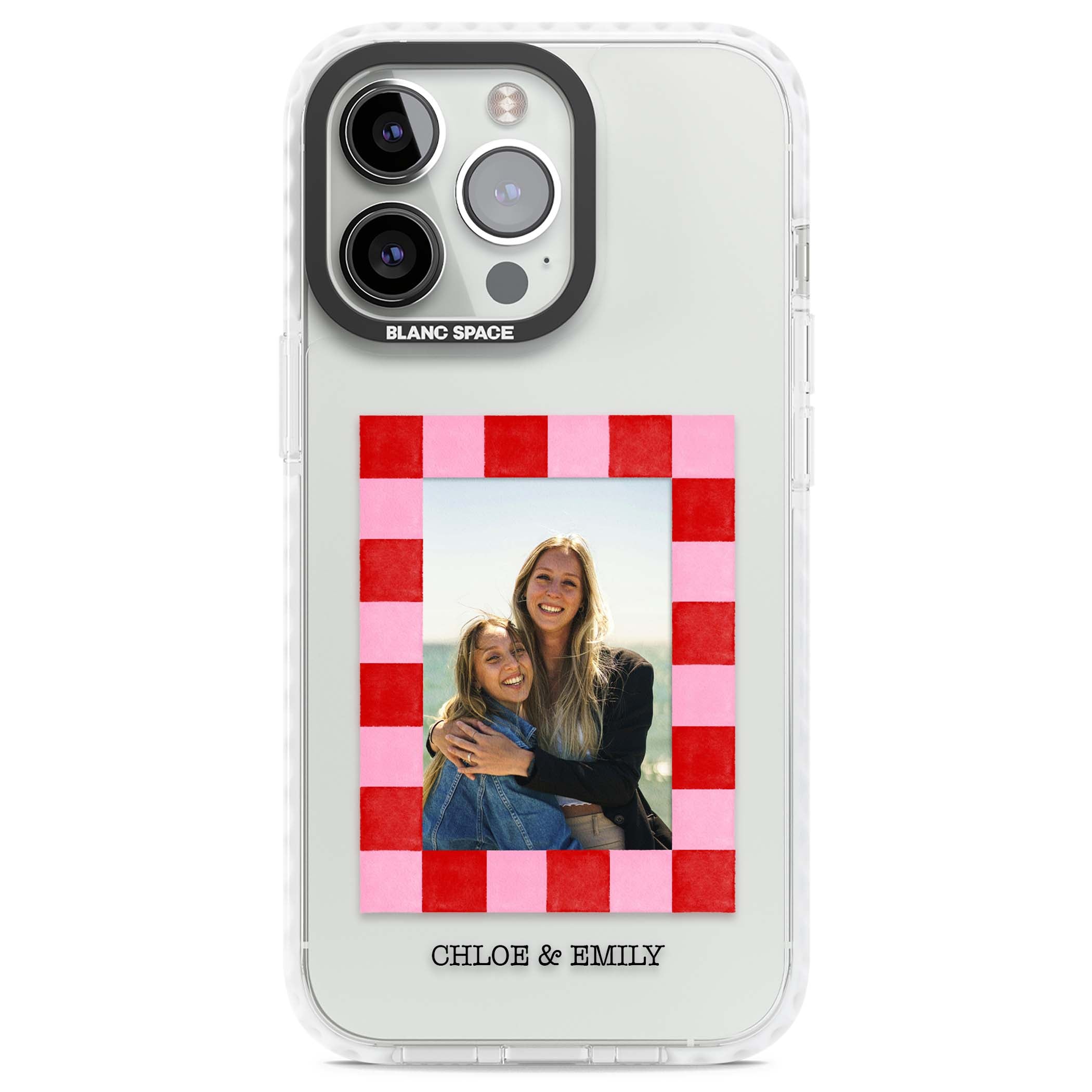 Bubblegum Check Photo for her iPhone case | Clear Impact case for iPhone 13 Pro, iPhone 14 Pro, iPhone 15 Pro