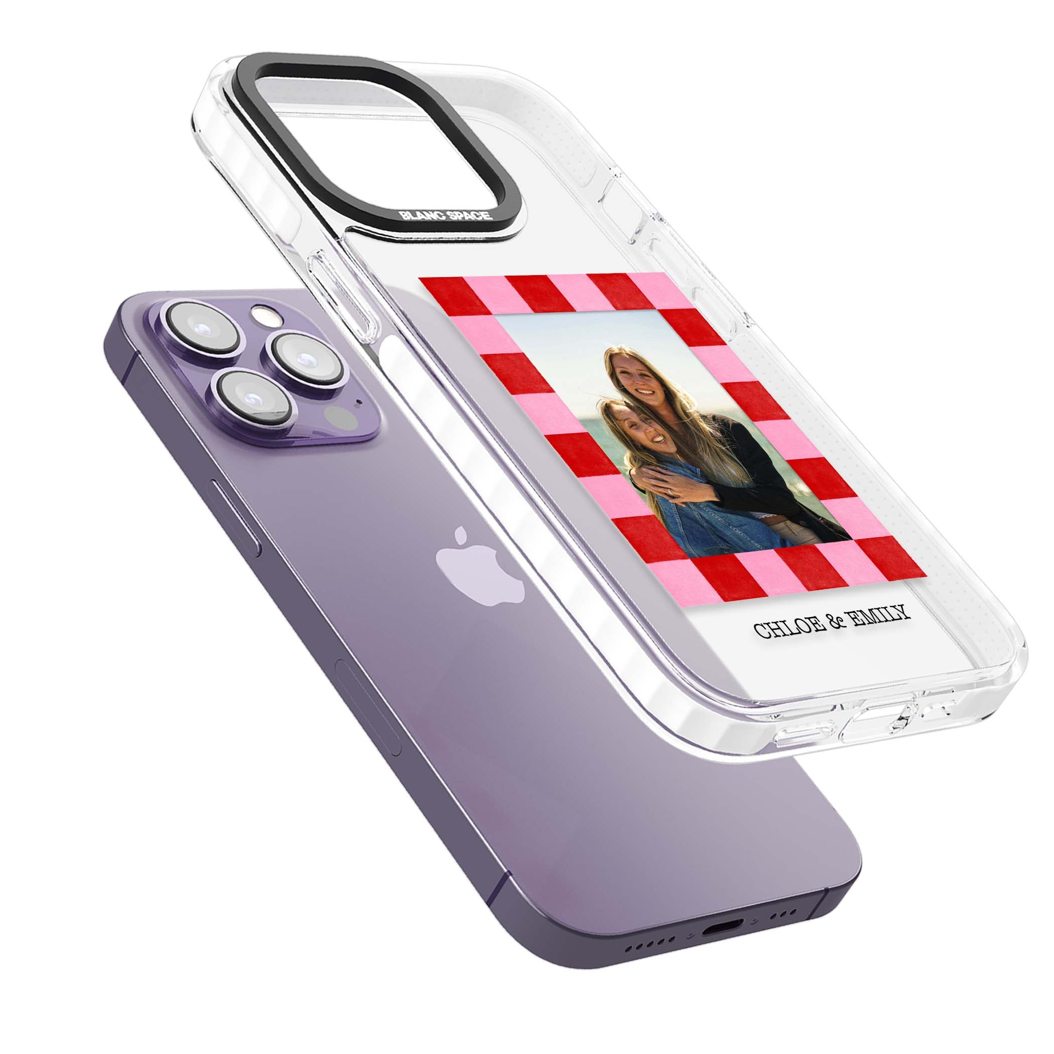 Bubblegum Check Photo for her iPhone case | Clear Impact case for iPhone 13 Pro, iPhone 14 Pro, iPhone 15 Pro