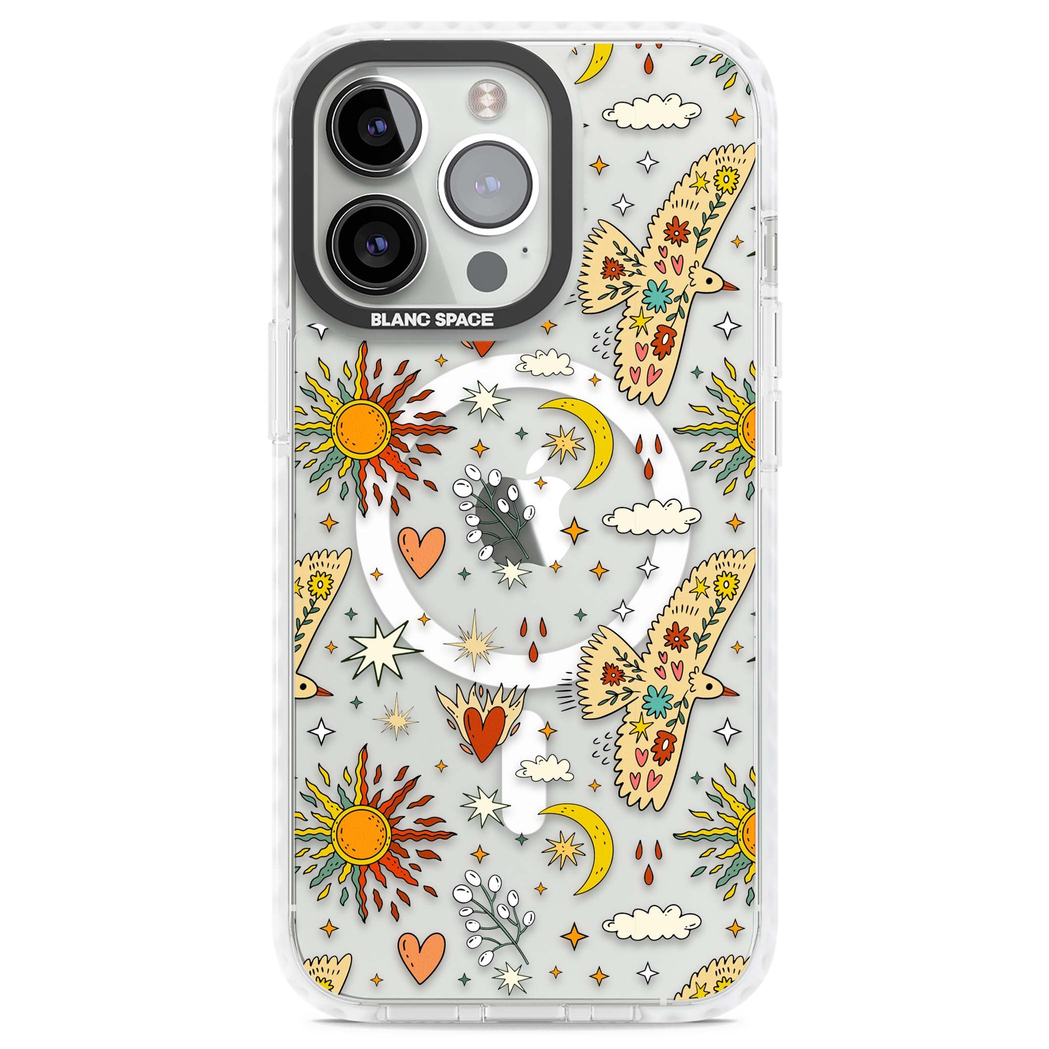Elevate Your Phone'S Style With This Boho Celestial Sun & Eye Phone Case, Featuring A Mystical Blend Of Suns, All-Seeing Eyes, Butterflies, Stars, And