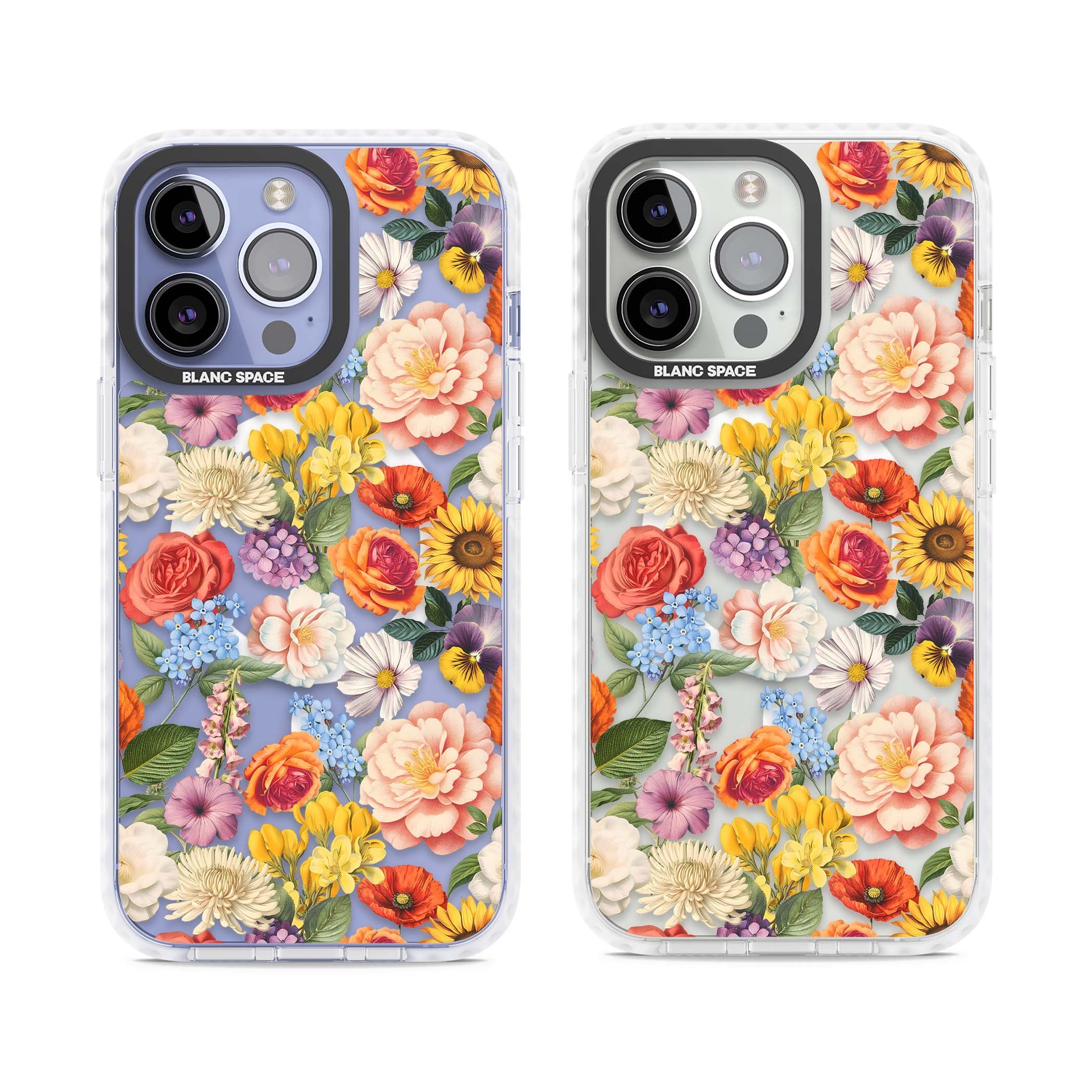Bloom Basket floral iPhone case featuring cottage garden flowers including peonies, sunflowers, and wildflowers in pastel col | Impact Magsafe case for iPhone 13 Pro, iPhone 14 Pro, iPhone 15 Pro