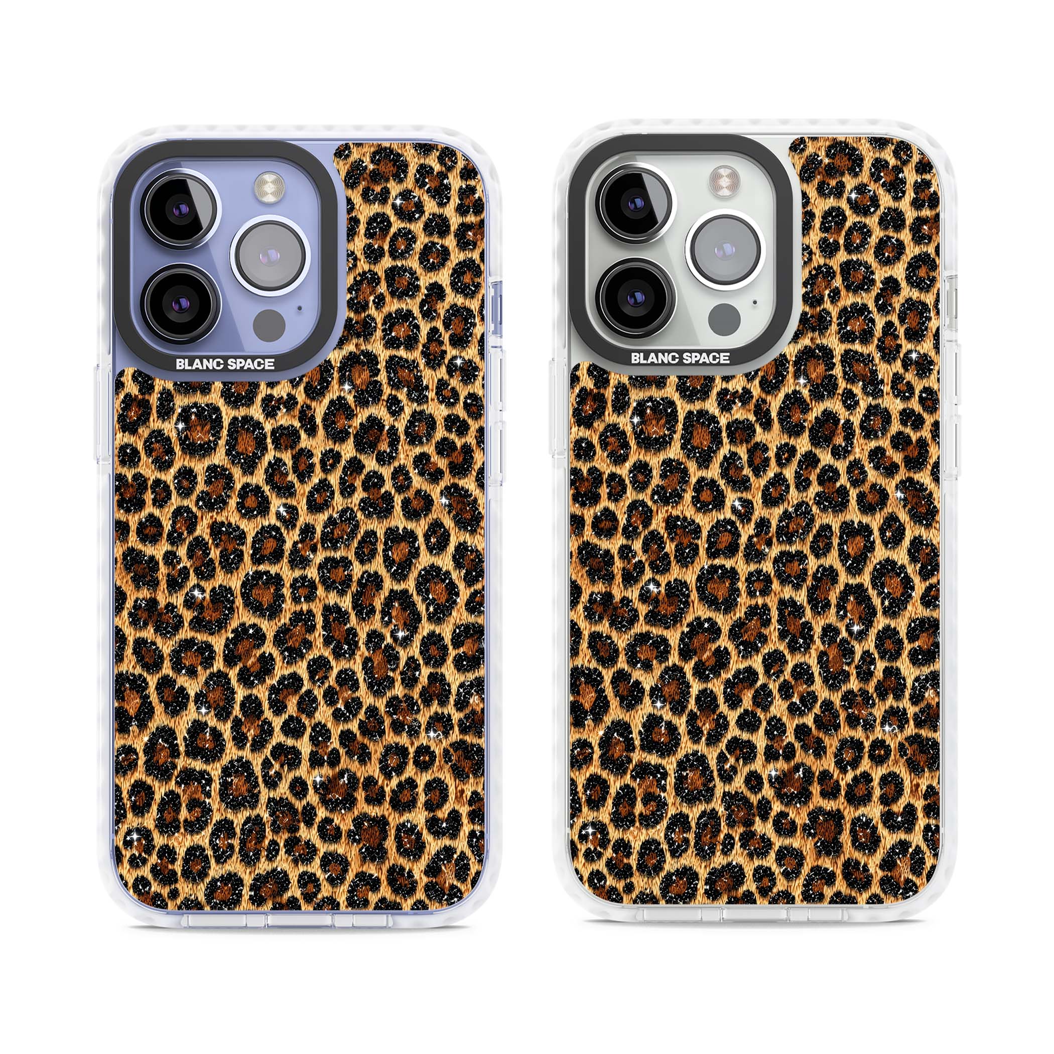 Diamond Leopard leopard print iPhone case featuring golden tan fur, black rosette spots and subtle glitter sparkle | Impact Magsafe case for iPhone 13 Pro, iPhone 14 Pro, iPhone 15 Pro