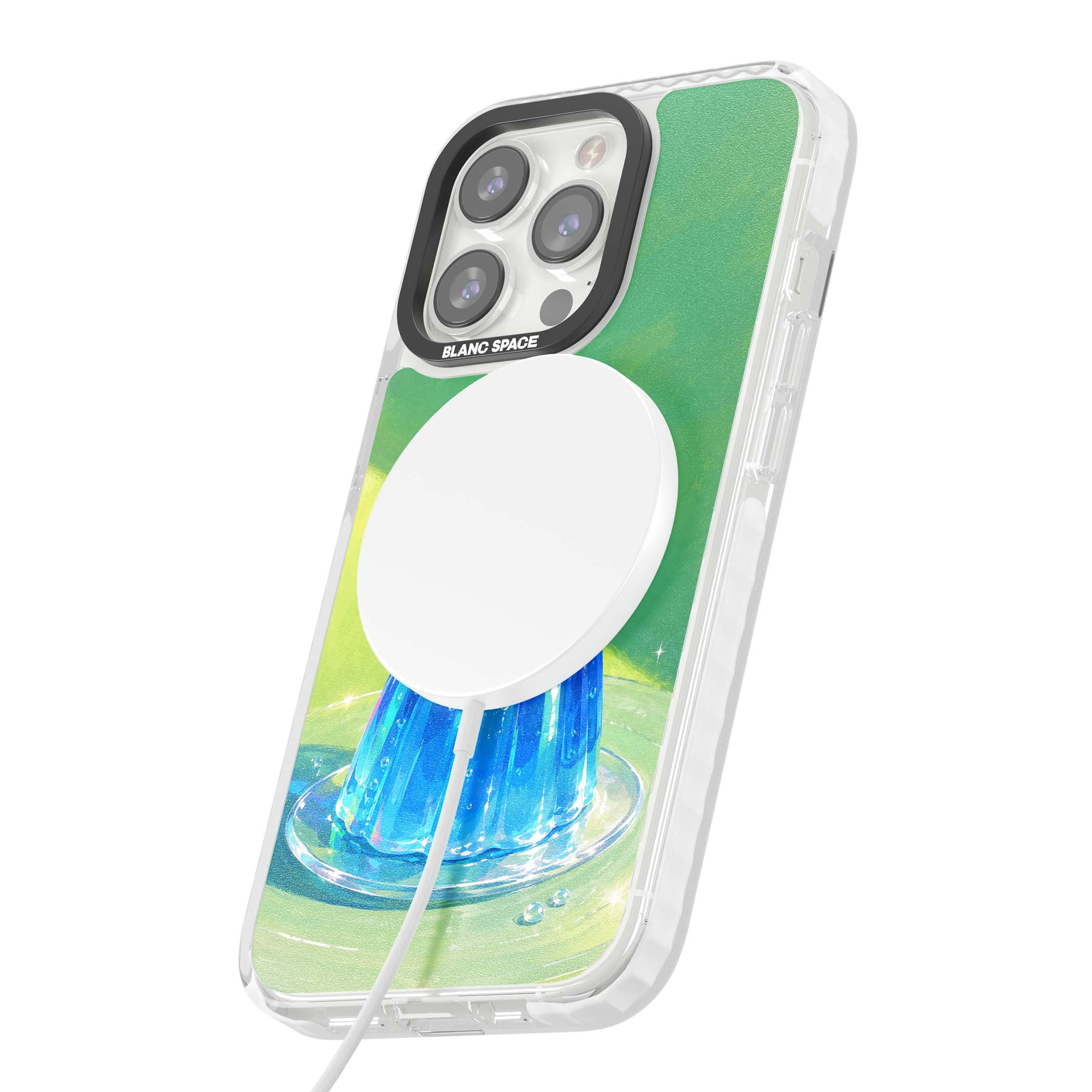 Cherry Jelly kawaii dessert iPhone case featuring blue jelly pudding, whipped cream and a red cherry | Impact Magsafe case for iPhone 13 Pro, iPhone 14 Pro, iPhone 15 Pro